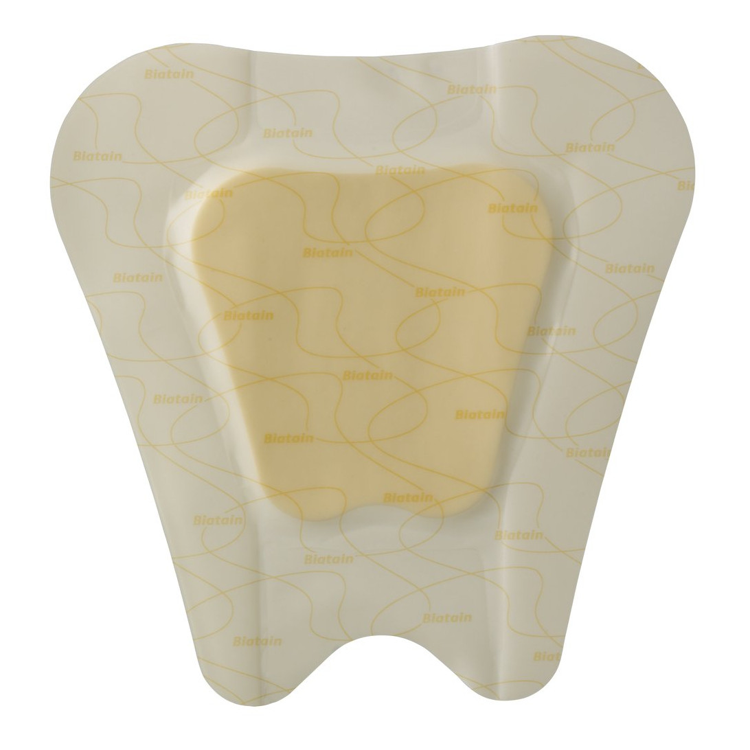 Medicazione biatain in schiuma di poliuretano con bordo adesivo in silicone per sacro 25x25 cm 5 pezzi