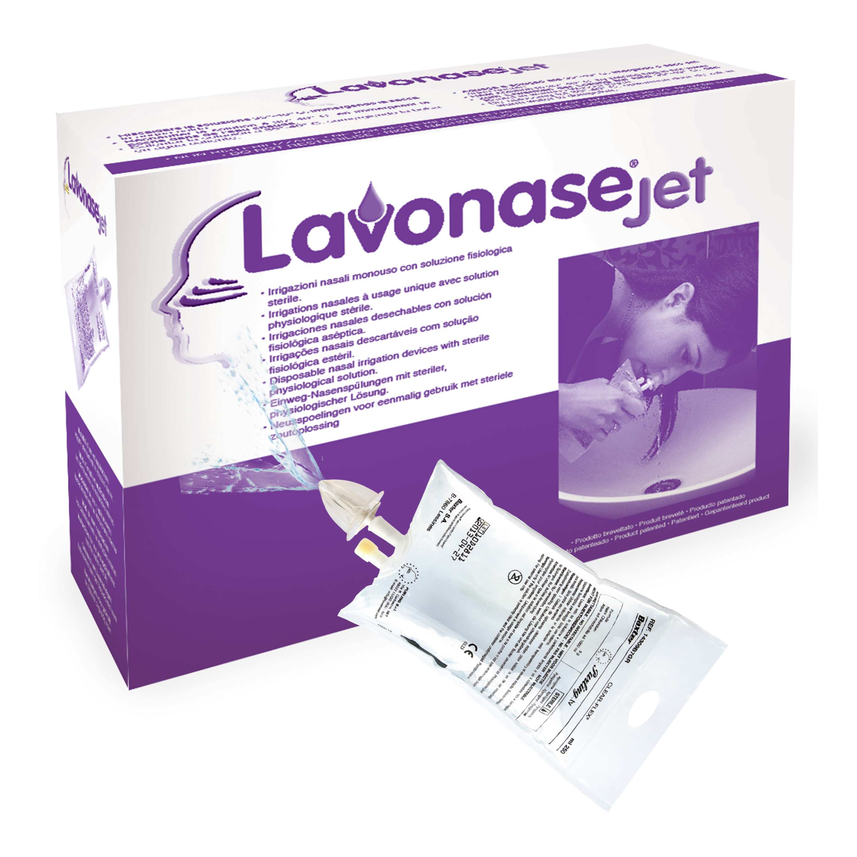 Lavonase jet 2 blister sterili + 10 sacche di soluzione fisiologica per lavaggi nasali