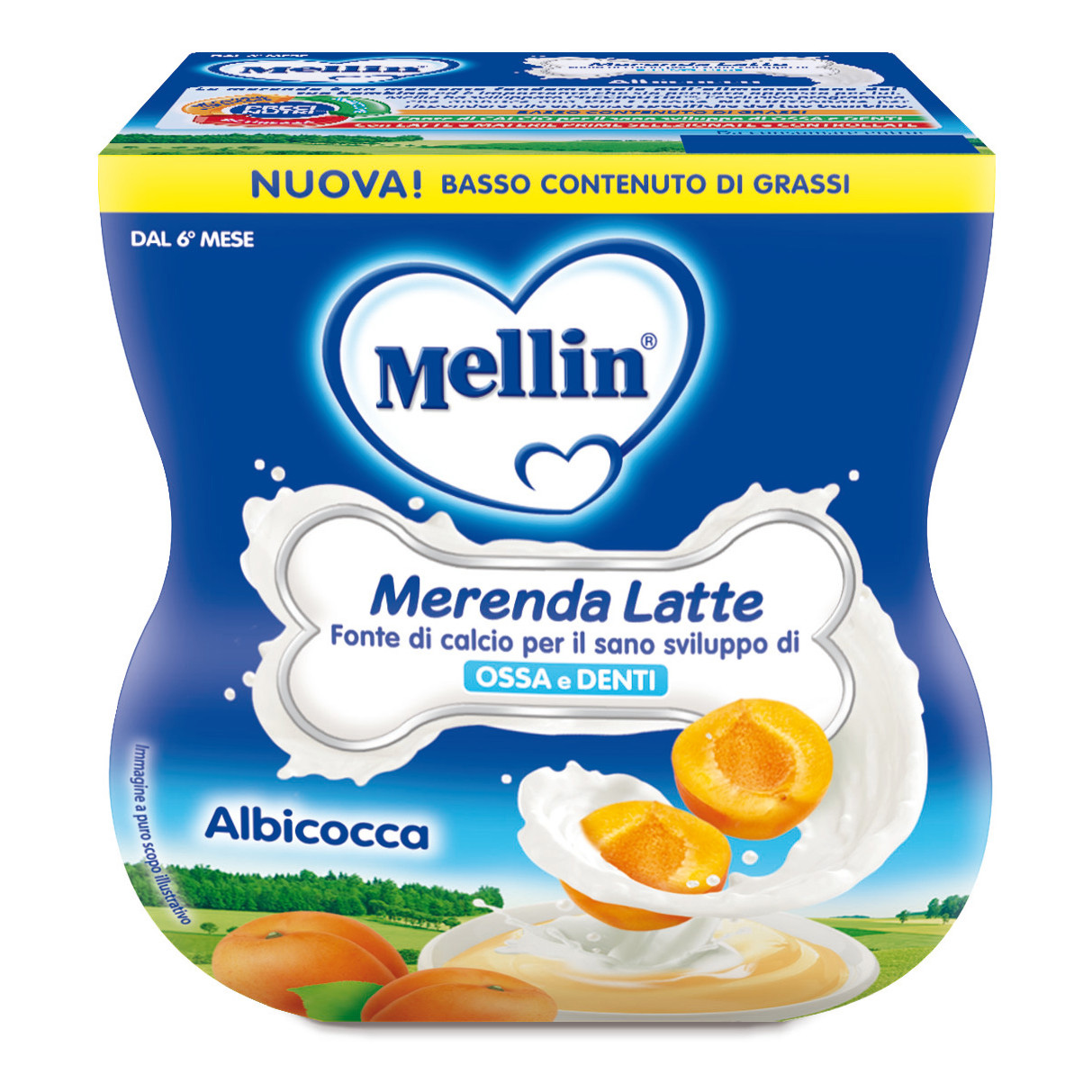 Mellin Merenda Latte Albicocca 2x100g
