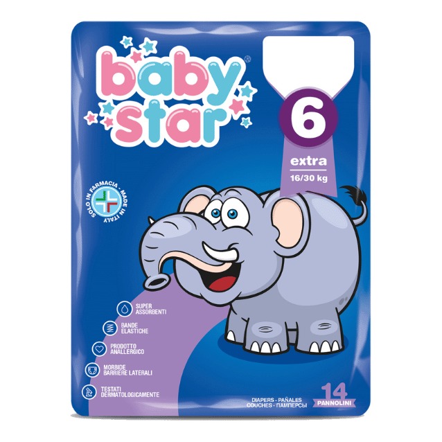 Pannolino babystar 16/30kg t6 14 pezzi