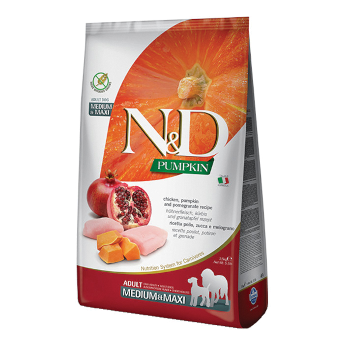 N&amp;d gf pumpkin chic&amp;pomegranate adult medium&amp;maxi 12 kg