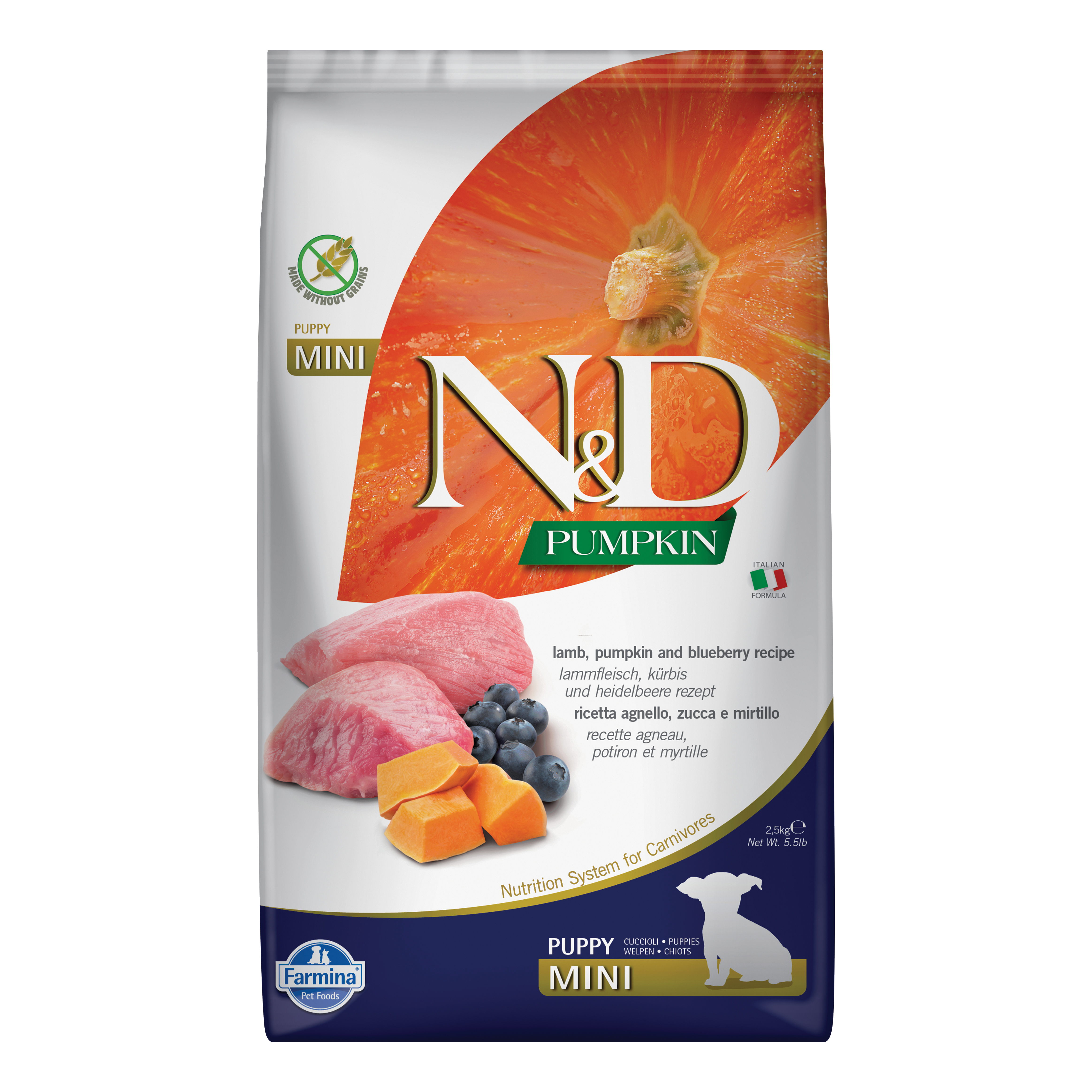 Farmina Cane N&amp;D Pumpkin Puppy Mini Agnello, Zucca &amp; Mirtillo 2,5 Kg