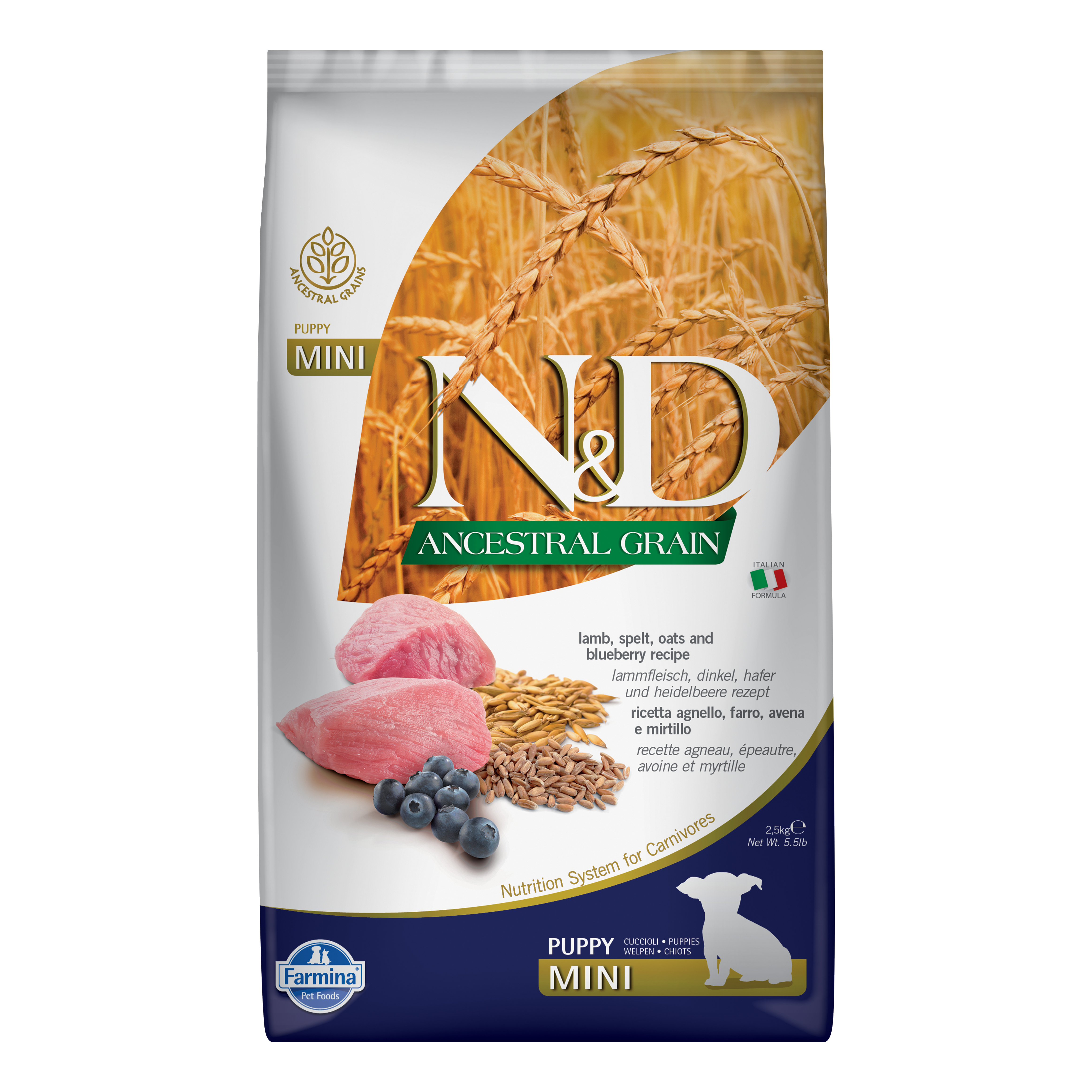 N&amp;d low grain dog lamb &amp; blueberry puppy mini 2,5 kg