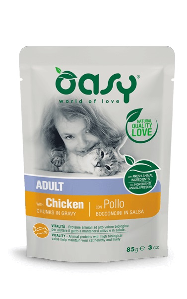 Oasy Gatto Bocconcini In Salsa Adulto Pollo 85 Gr