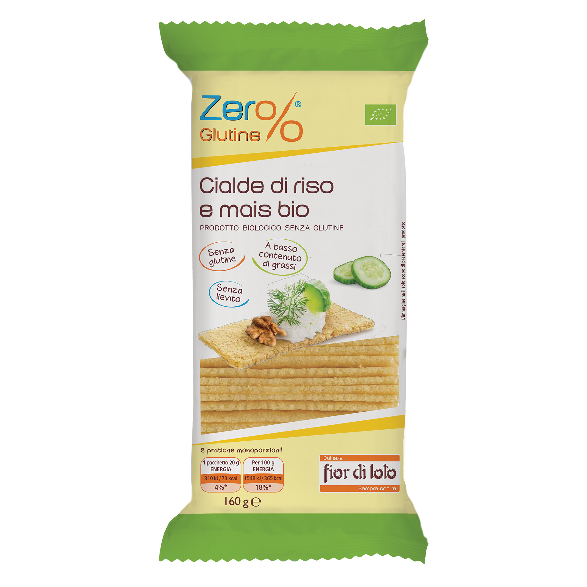 Zero% glutine cialde di riso e mais con sale bio 8x20g