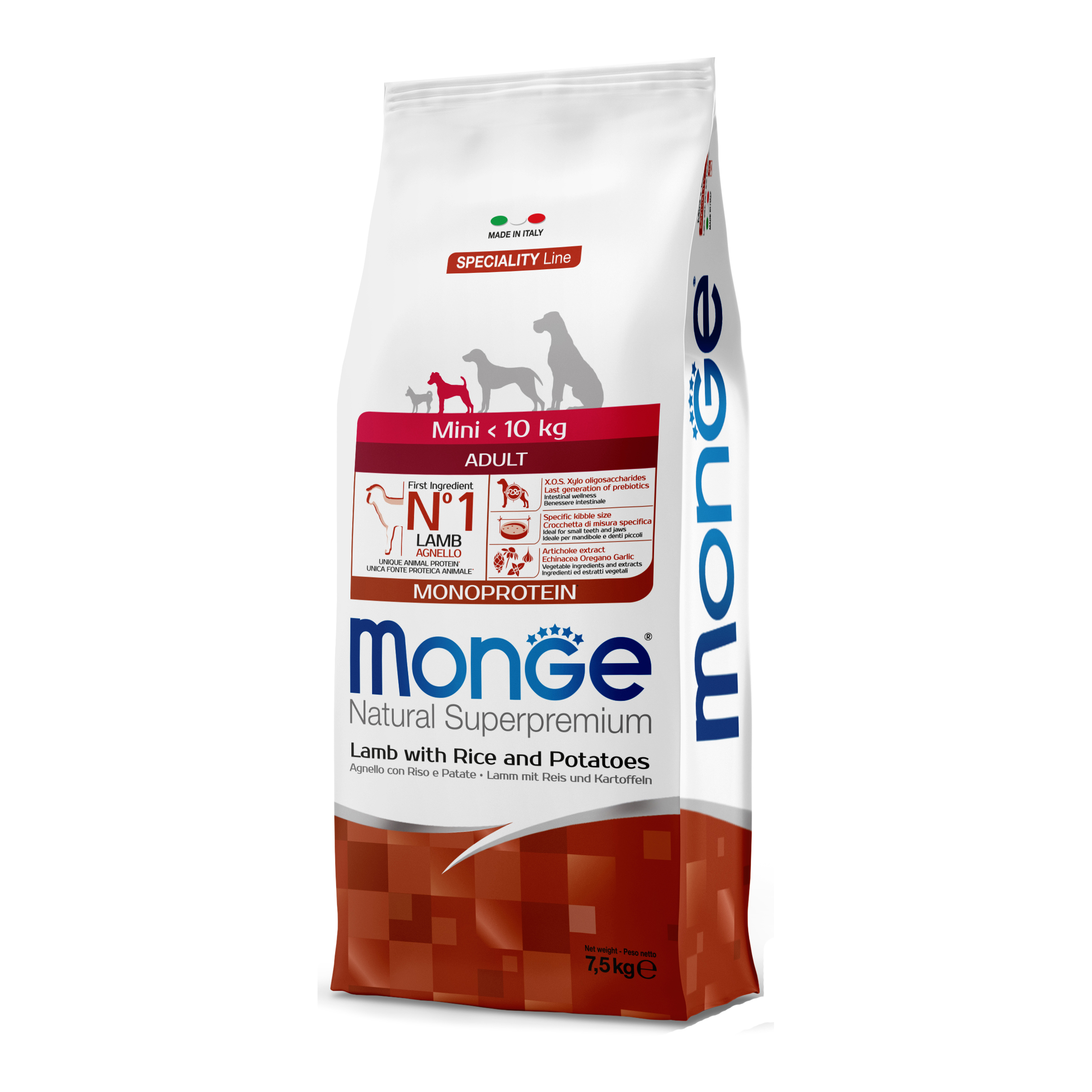 Monge Cane Natural Superpremium Adulto Mini Agnello, Riso &amp; Patate 7,5 Kg
