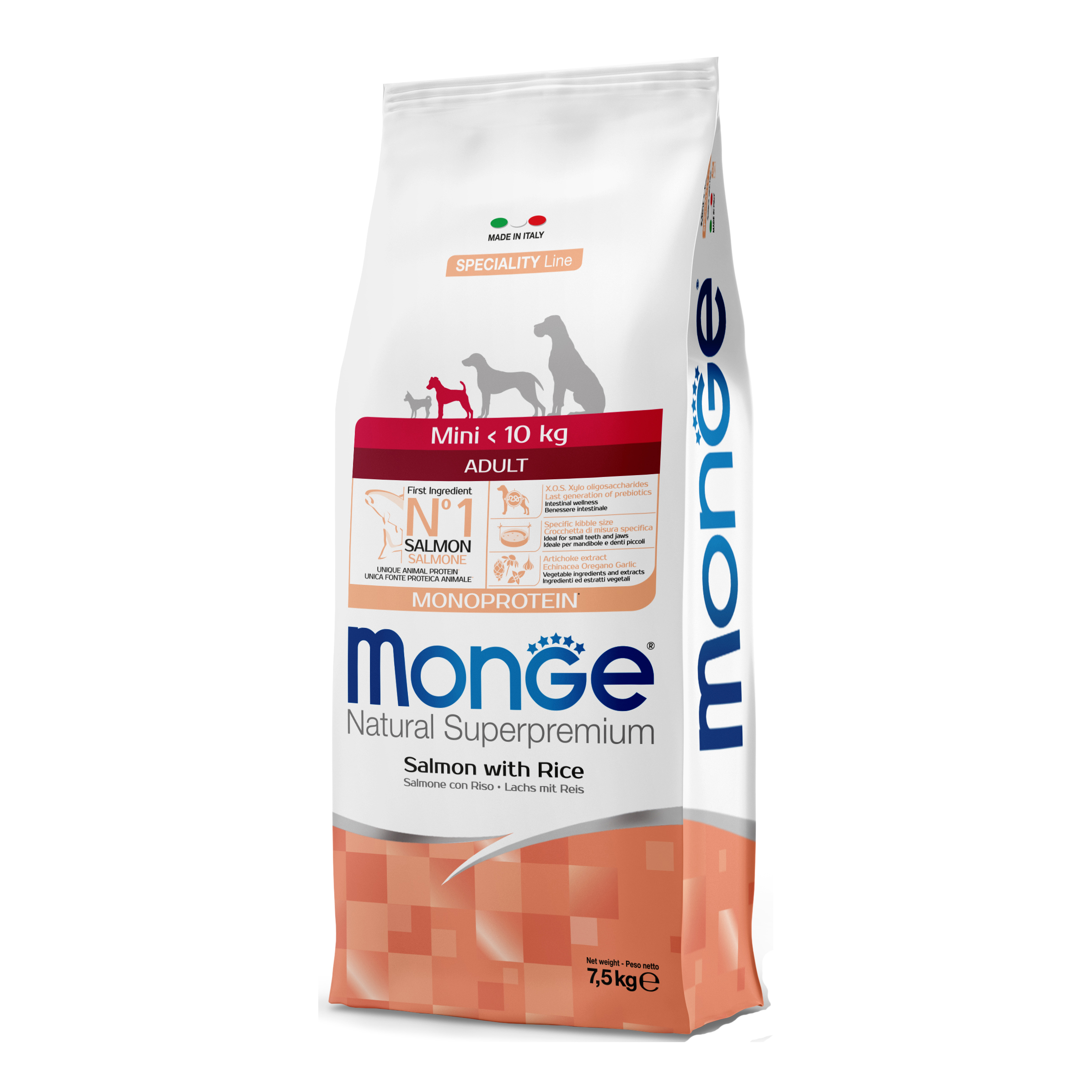 Monge Cane Natural Superpremium Adulto Mini Salmone &amp; Riso 7,5 Kg