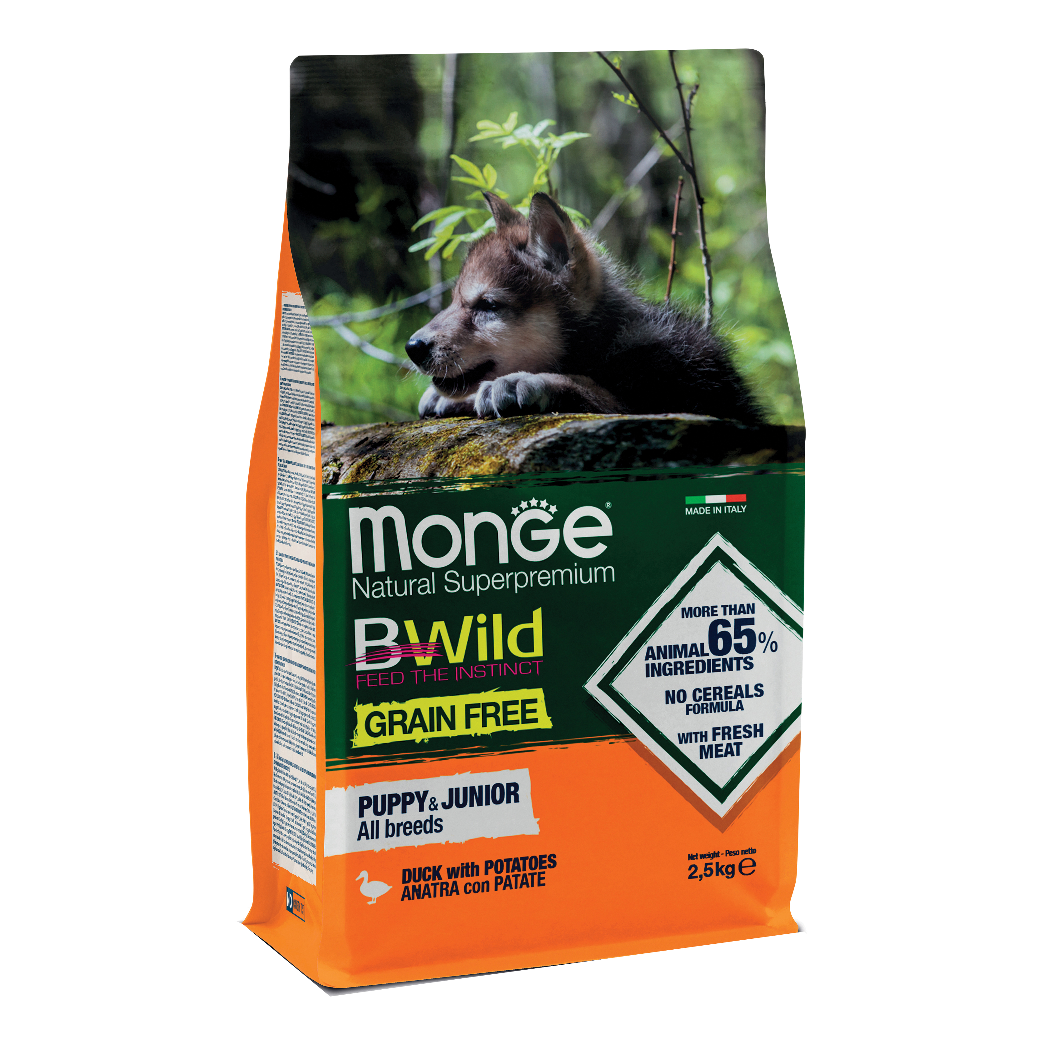 Monge Bwild Puppy E Junior Anatra E Patate 2,5 Kg