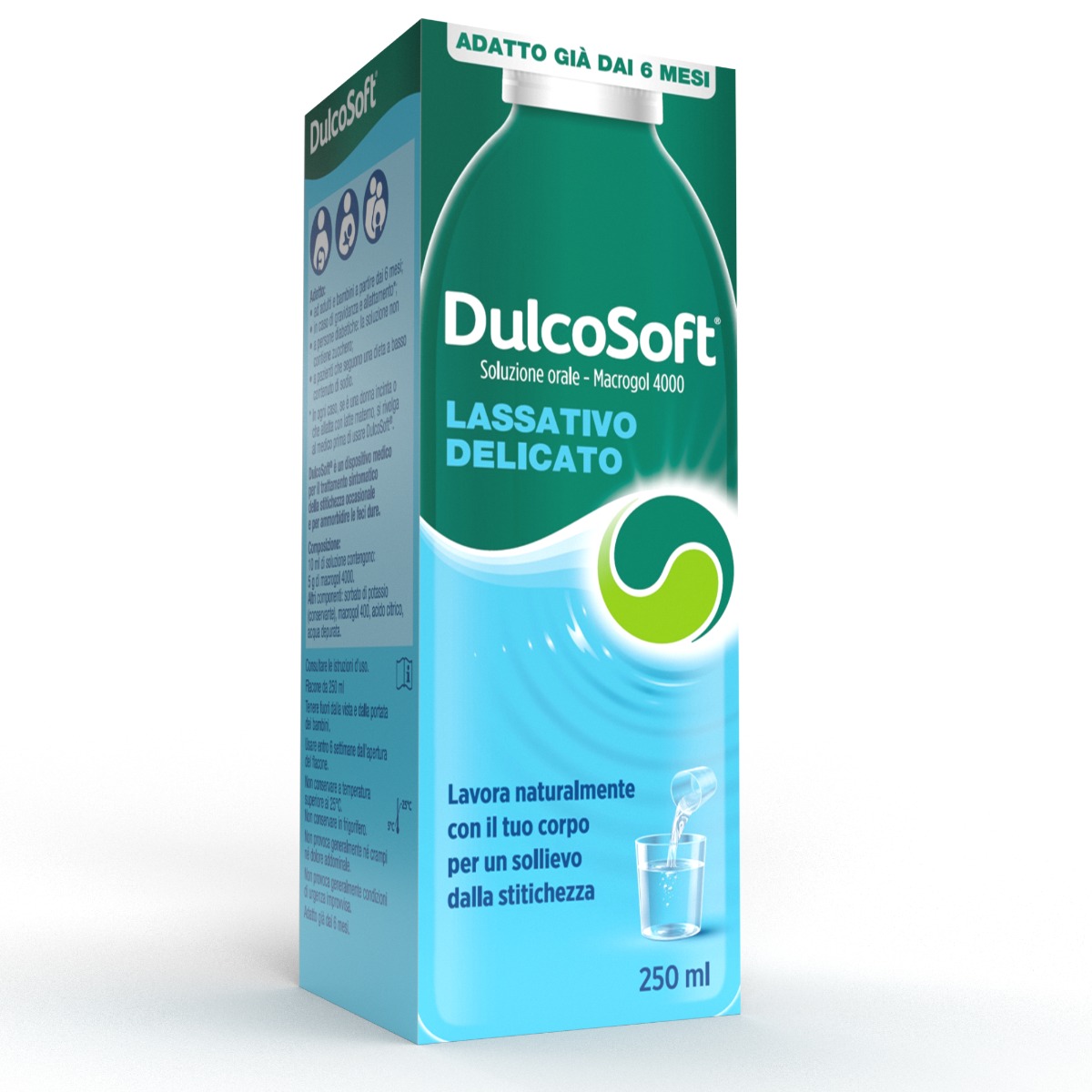 DulcoSoft, Lassativo Delicato, Macrogol per Stitichezza, Soluzione Orale 250 ml