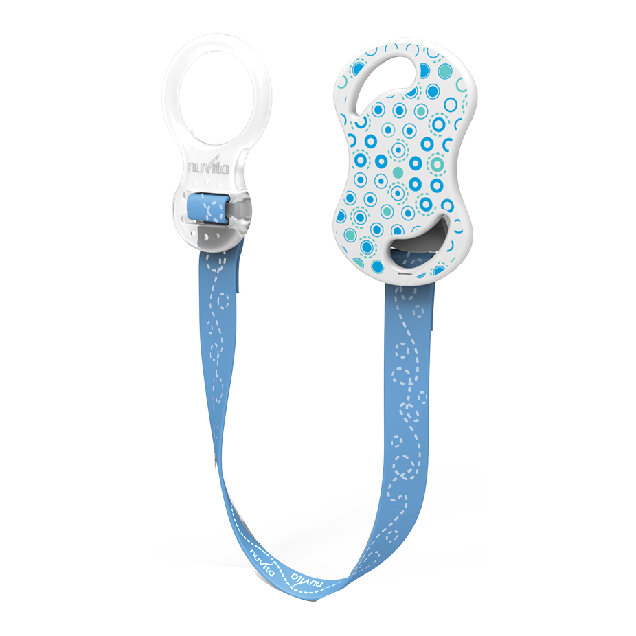 Nastrino porta succhietto con anello blu