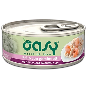 Oasy Gatto Specialita' Naturali In Lattina Adulto Pollo &amp; Gamberetti 150 Gr