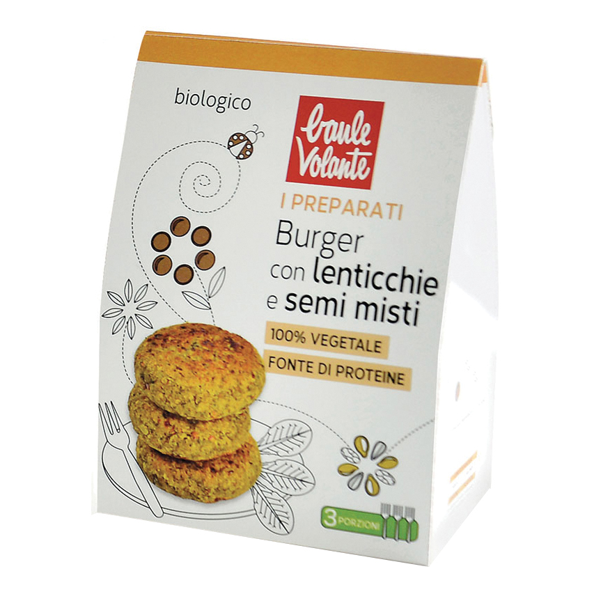 Preparato per burger con lenticchie e semi misti ricetta vegana 180 g