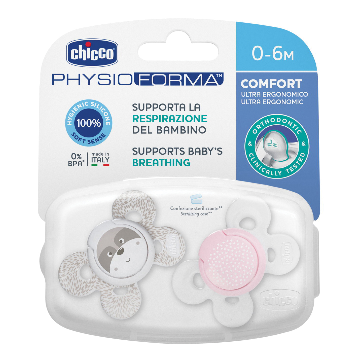 Chicco Succhietto Physio Comfort Girl Silicone 0-6 Mesi 2 Pezzi