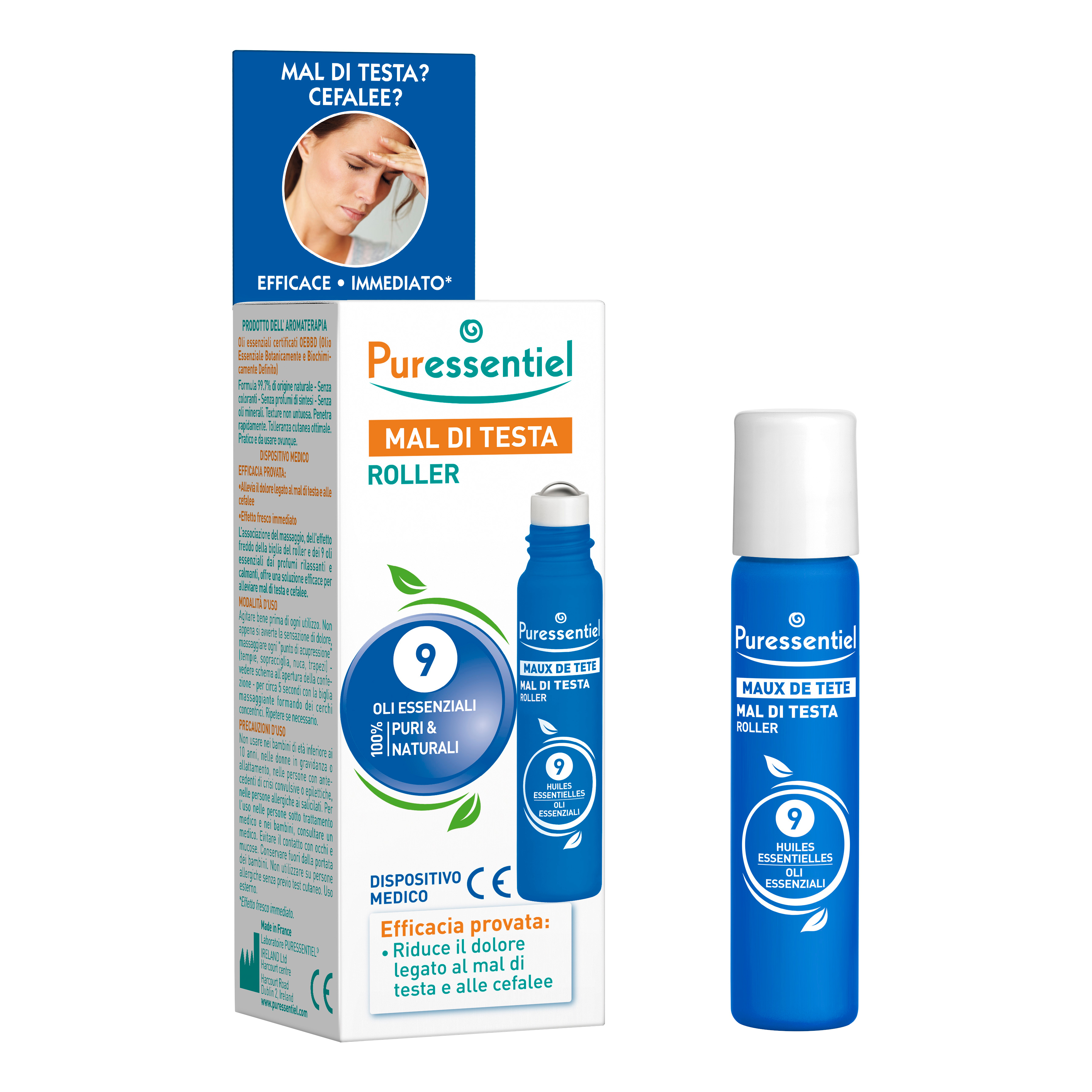 Puressentiel roller mal di testa ai 9 oli essenziali 5 ml