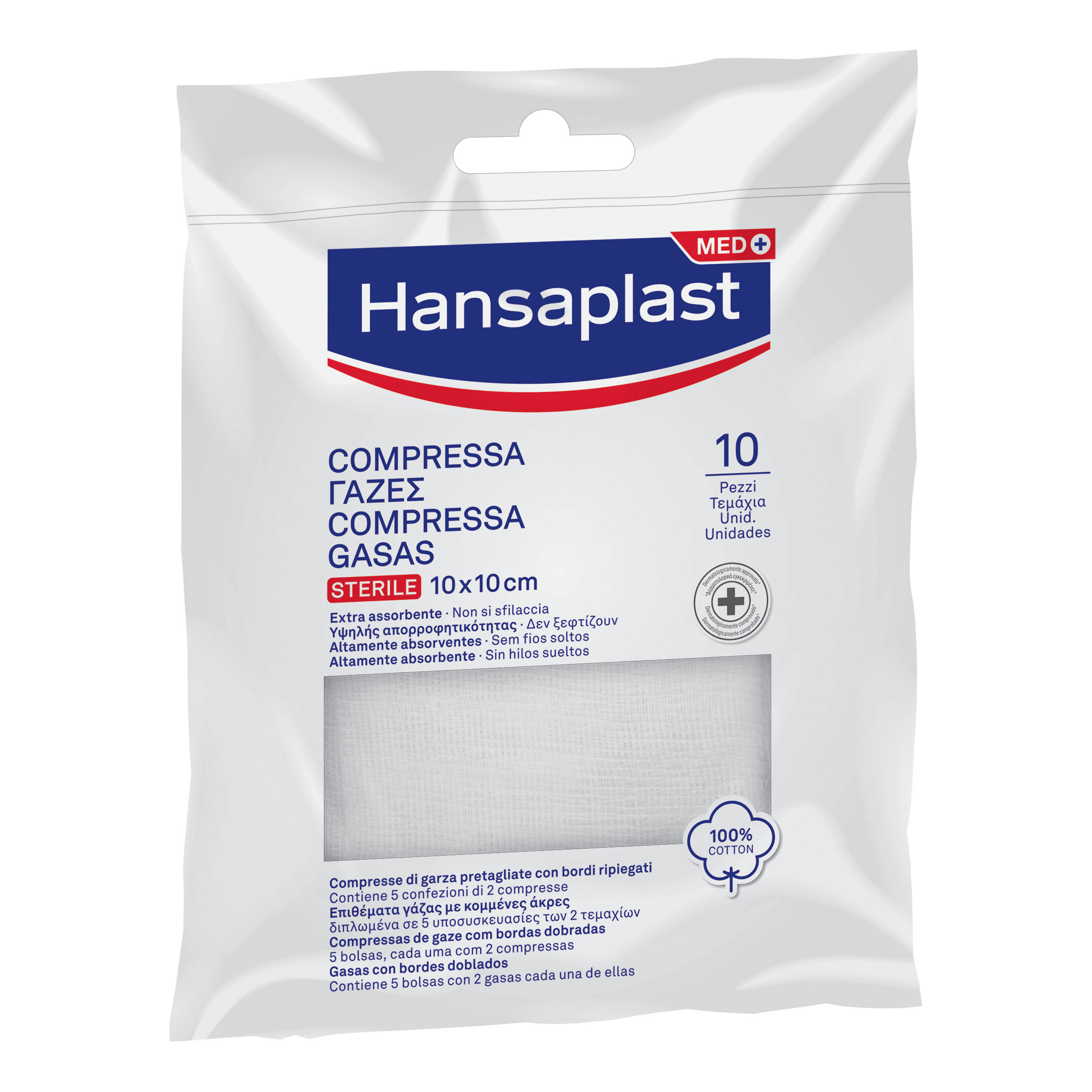Hansaplast garza compressa 10 x 10 cm 10 pezzi