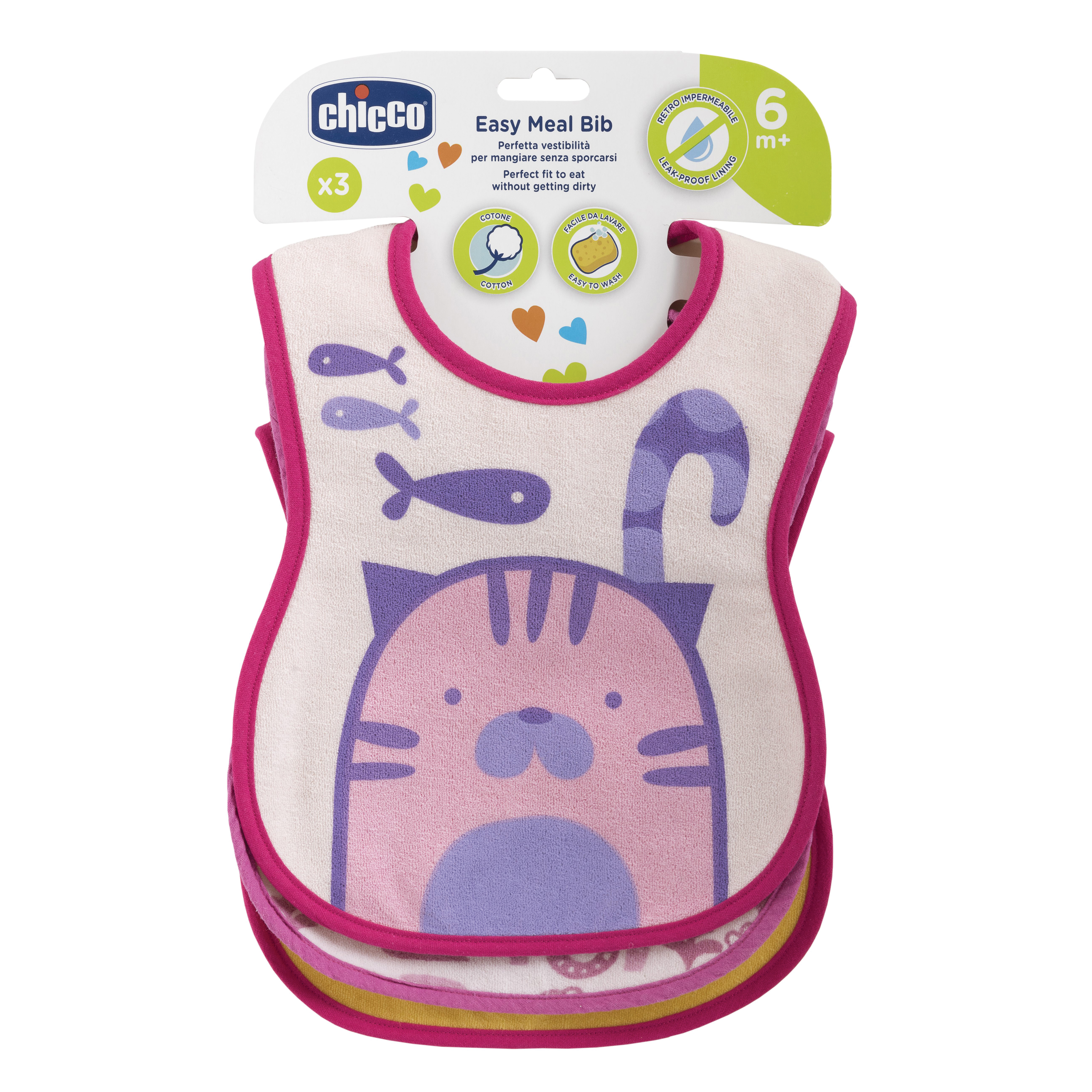 Chicco Bavaglini Pappa 6+ Mesi Colore Rosa 1 Pezzo