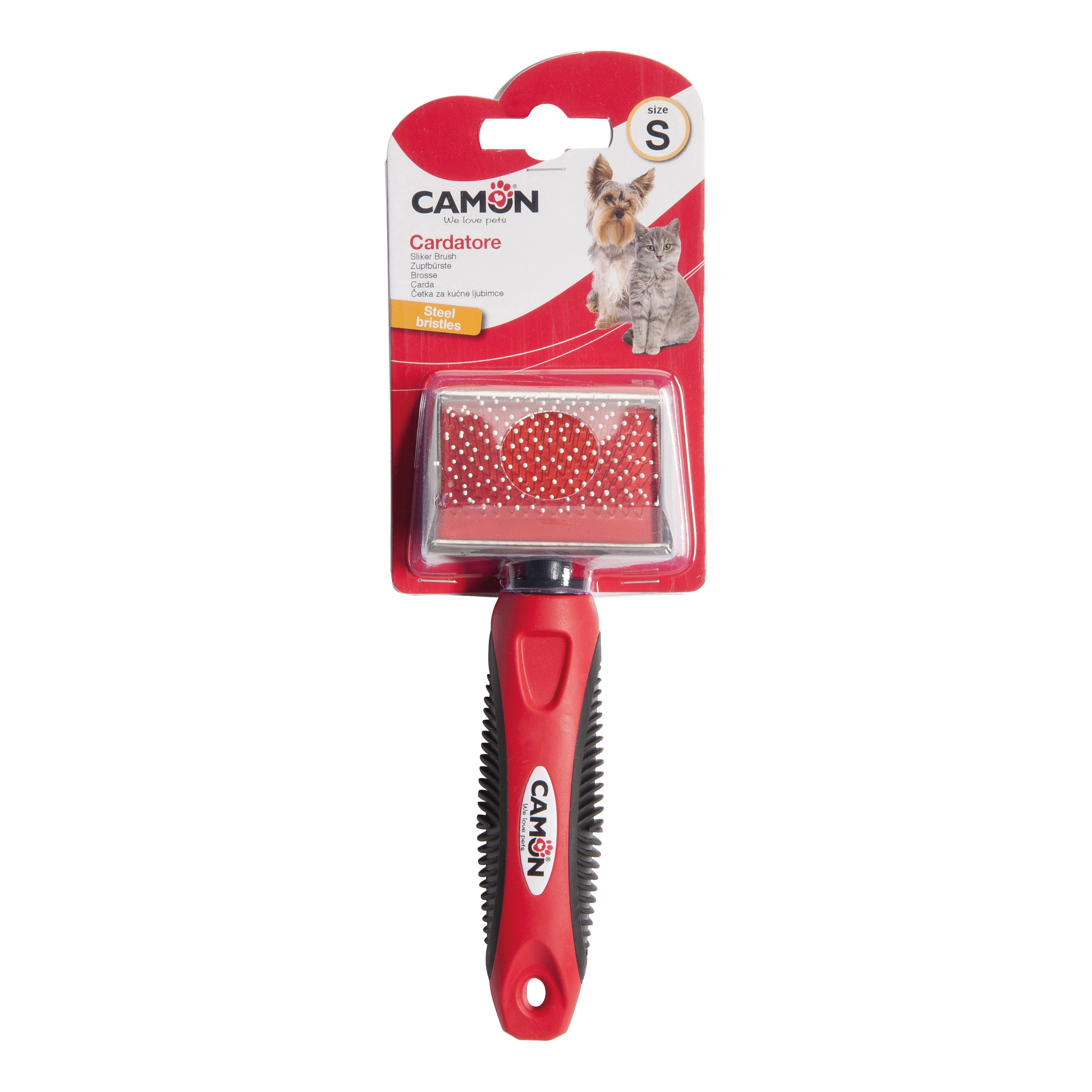Camon Cane Cardatore Con Denti In Acciaio &amp; Punte Arrotondate Tg. "S" 6X4,5 Cm