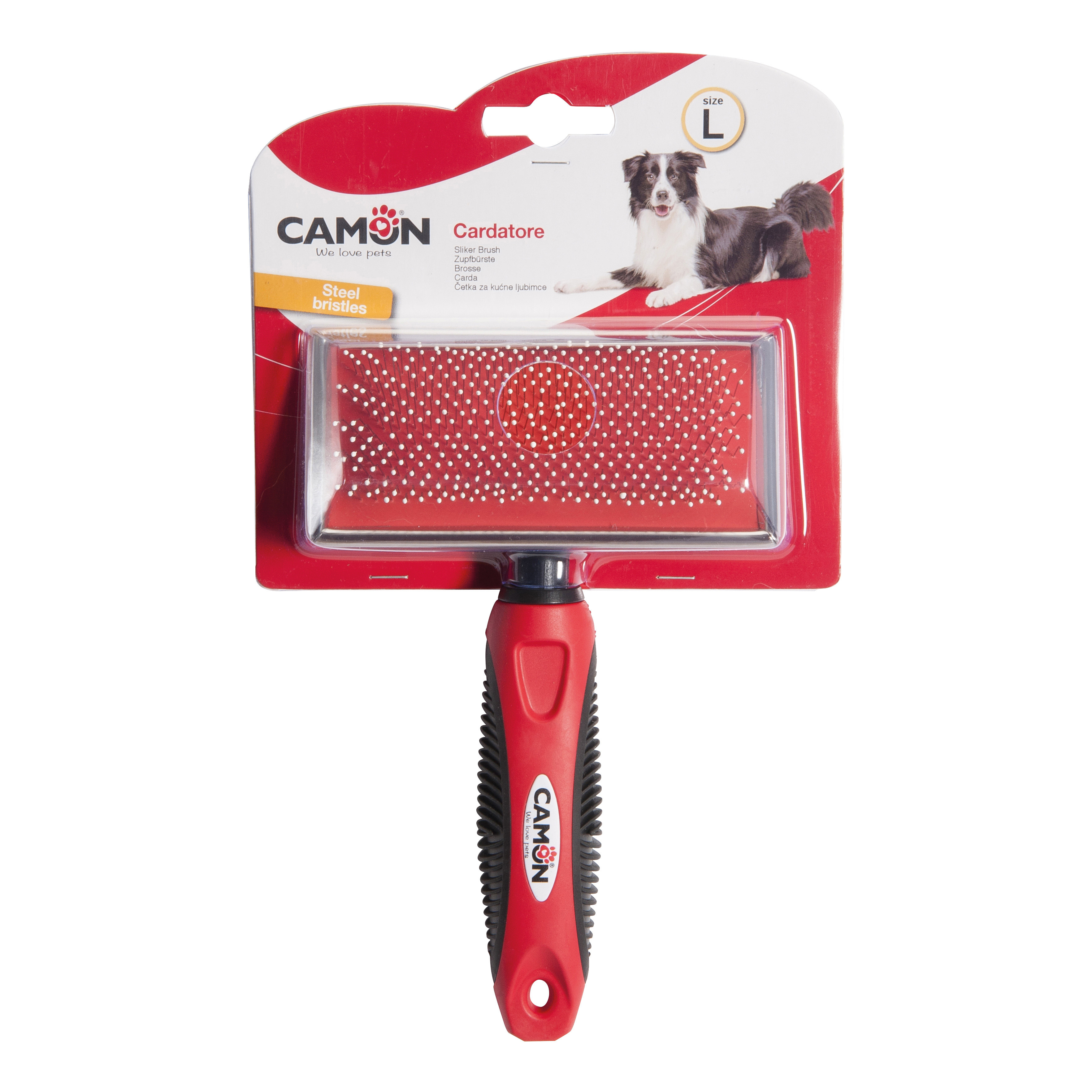Camon Cane Cardatore Con Denti In Acciaio &amp; Punte Arrotondate Tg. "L" 12X5,5 Cm