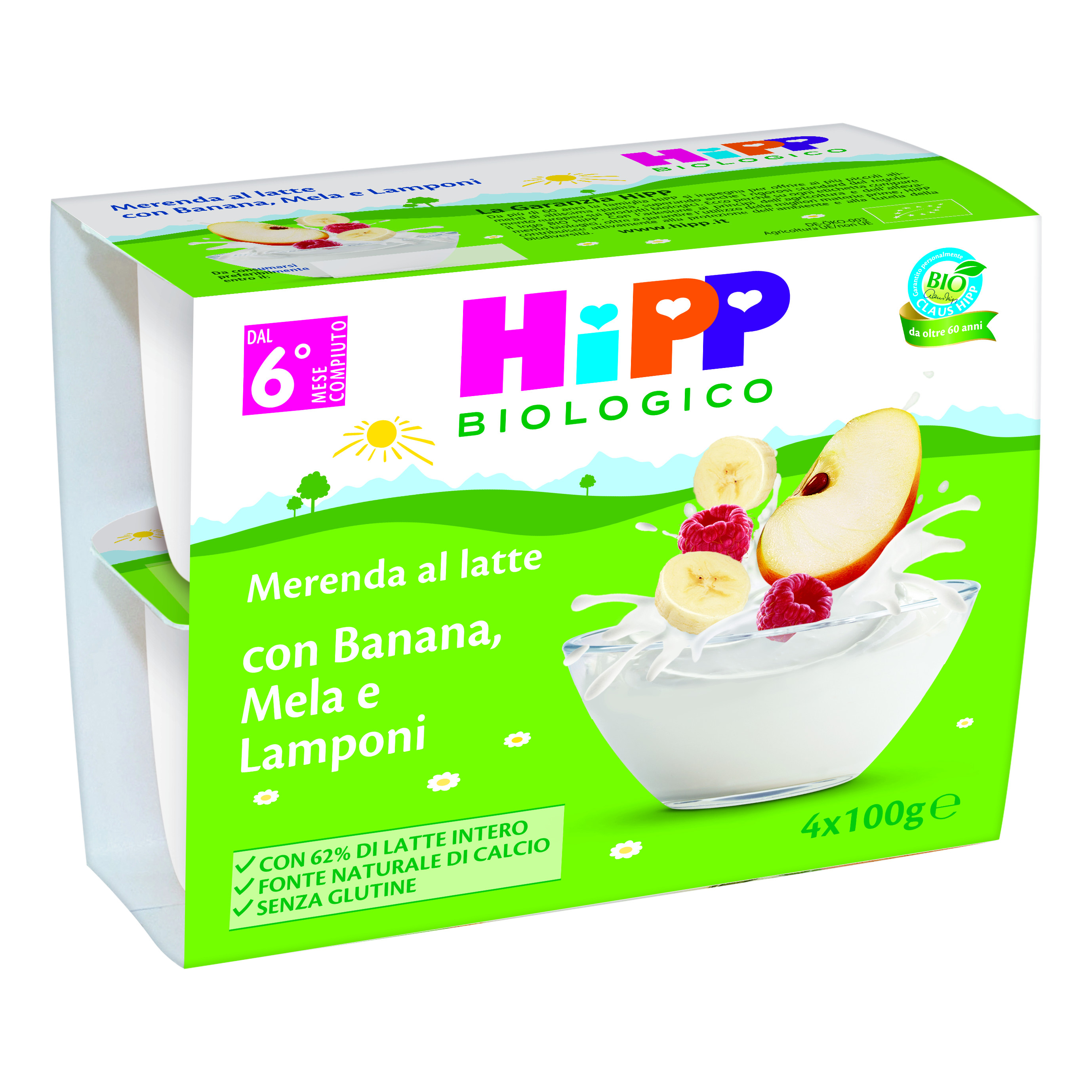 Hipp bio merenda latte mela banana lampone 4x100 g