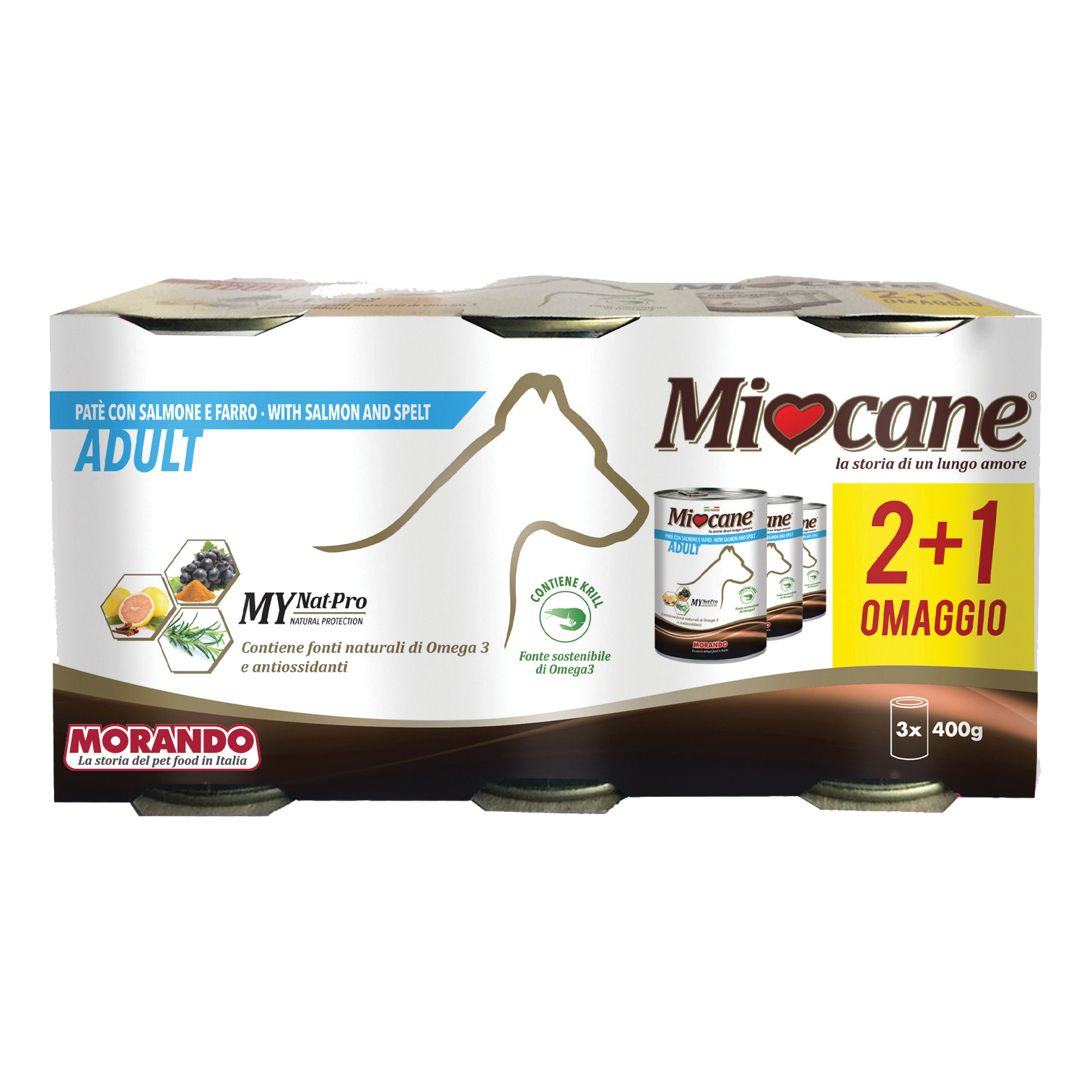 Miocane Pate' Tris Adult Salmone/Farro 3 X 400 G