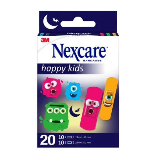 Cerotti nexcare kids plasters monsters 20 pezzi assortiti