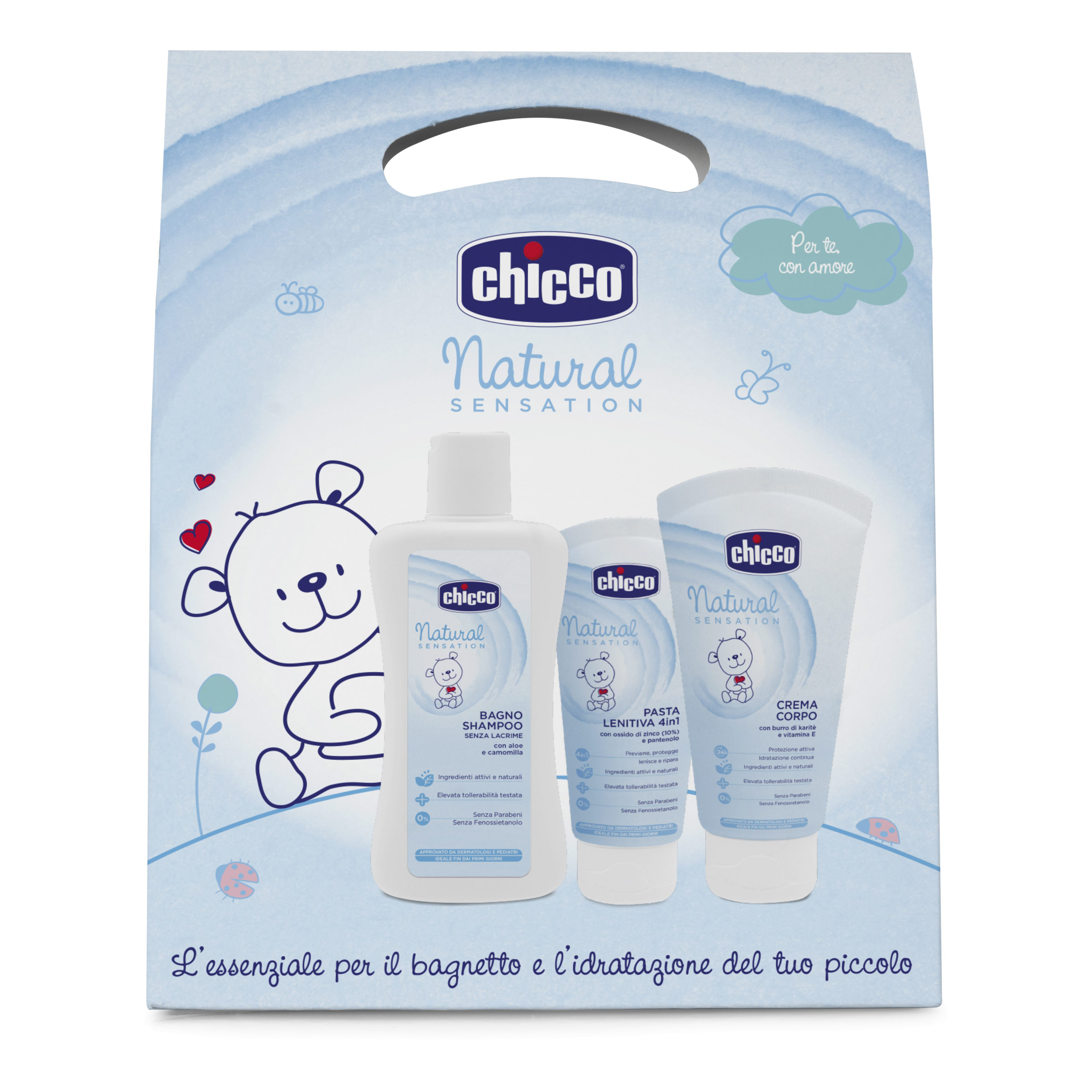 Chicco-Cosmetici Natural Sensation trial Set 3 pezzi