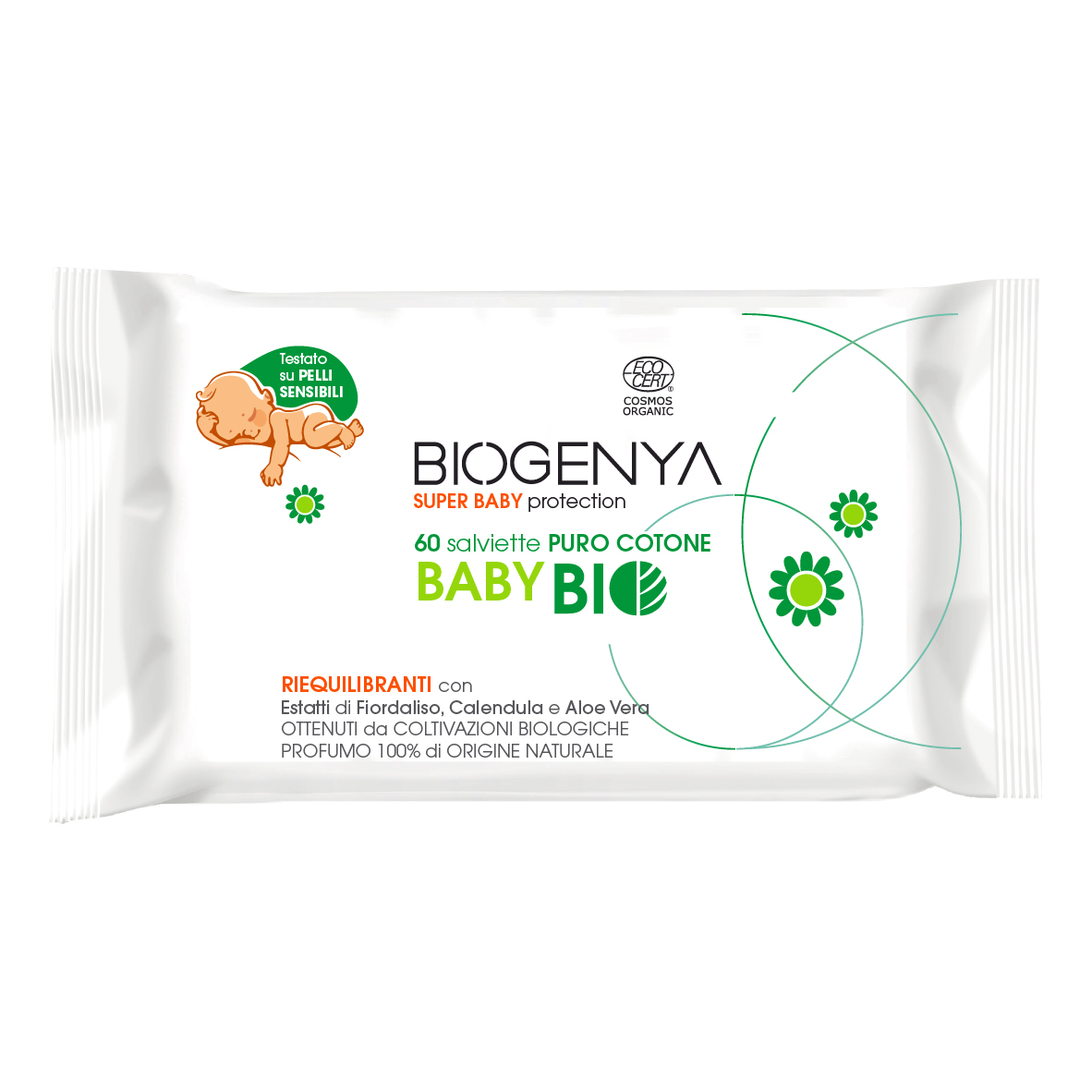 Biogenya super baby protection 60 salviette puro cotone baby bio ri...