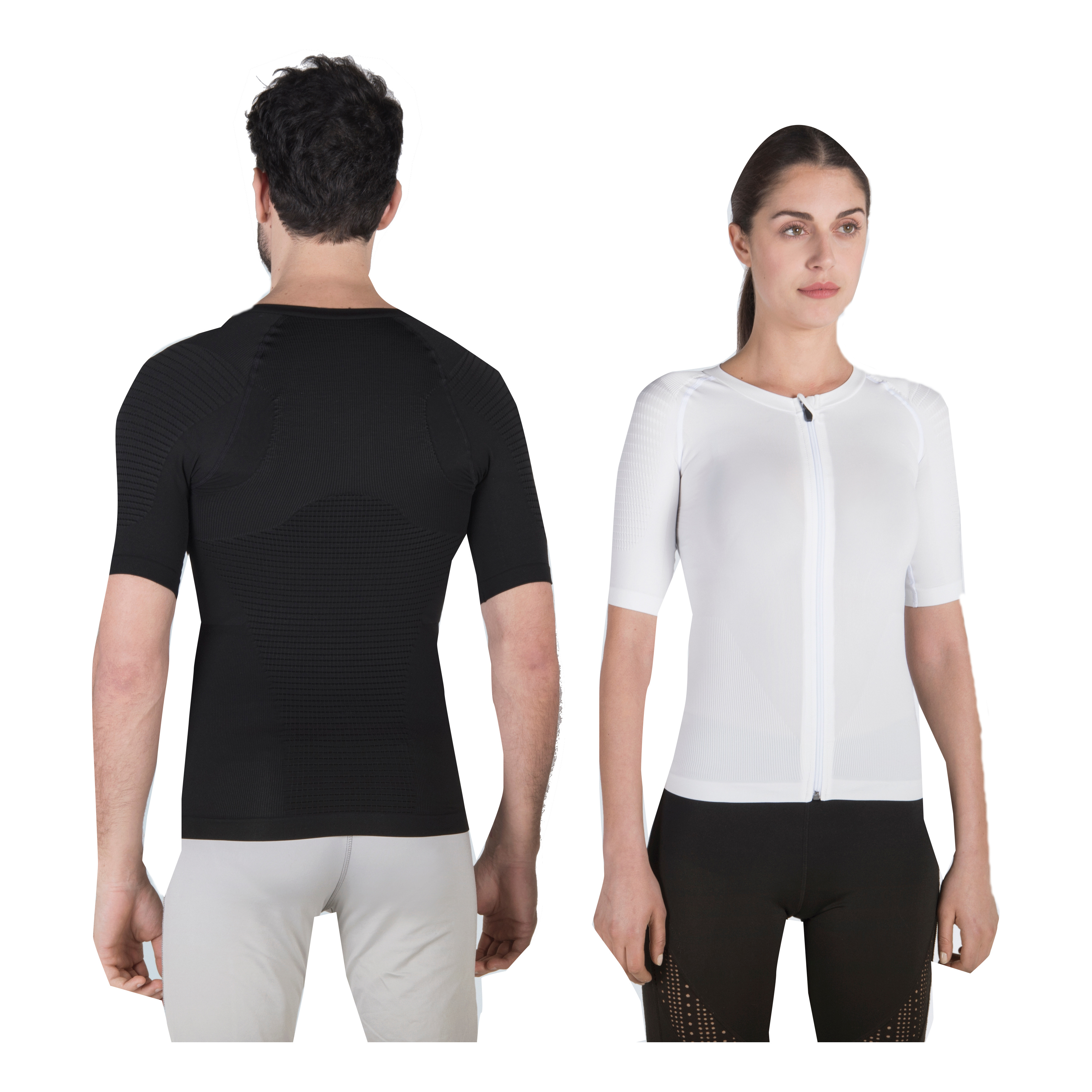Maglia posturale p+perfect zip unisex bianca 1