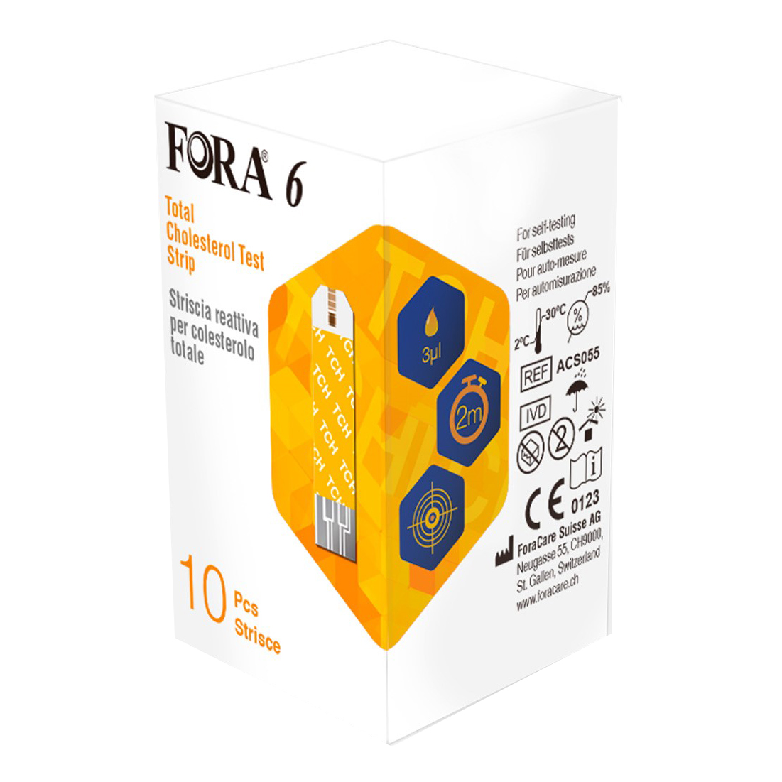 Strisce Reattive Colesterolo Totale FORA6 - Box 10 strisce in foilpack-image