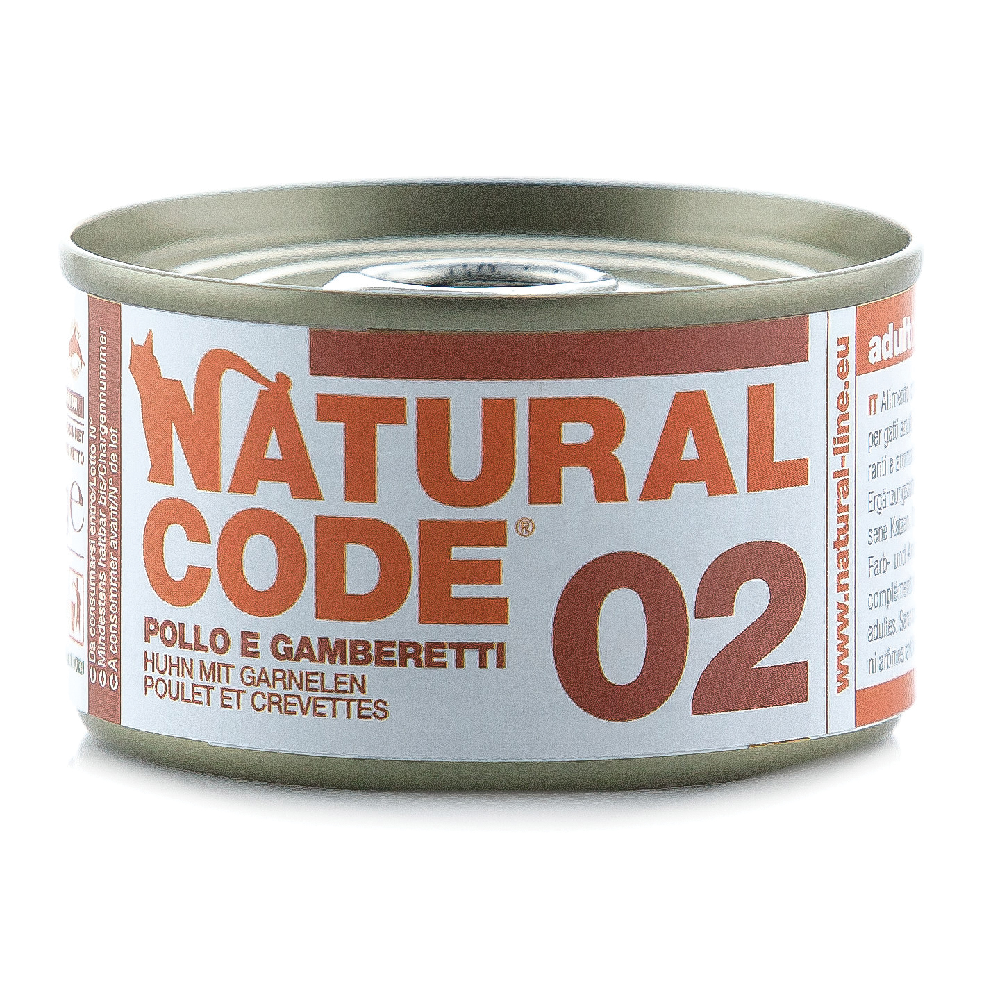 Natural Code Gatto Lattina (02) Adulto Pollo & Gamberetti 85 Gr