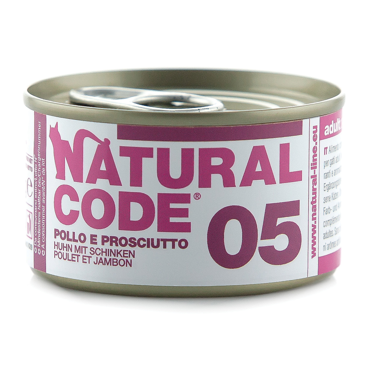 Natural Code Gatto Lattina (05) Adulto Pollo & Prosciutto 85 Gr