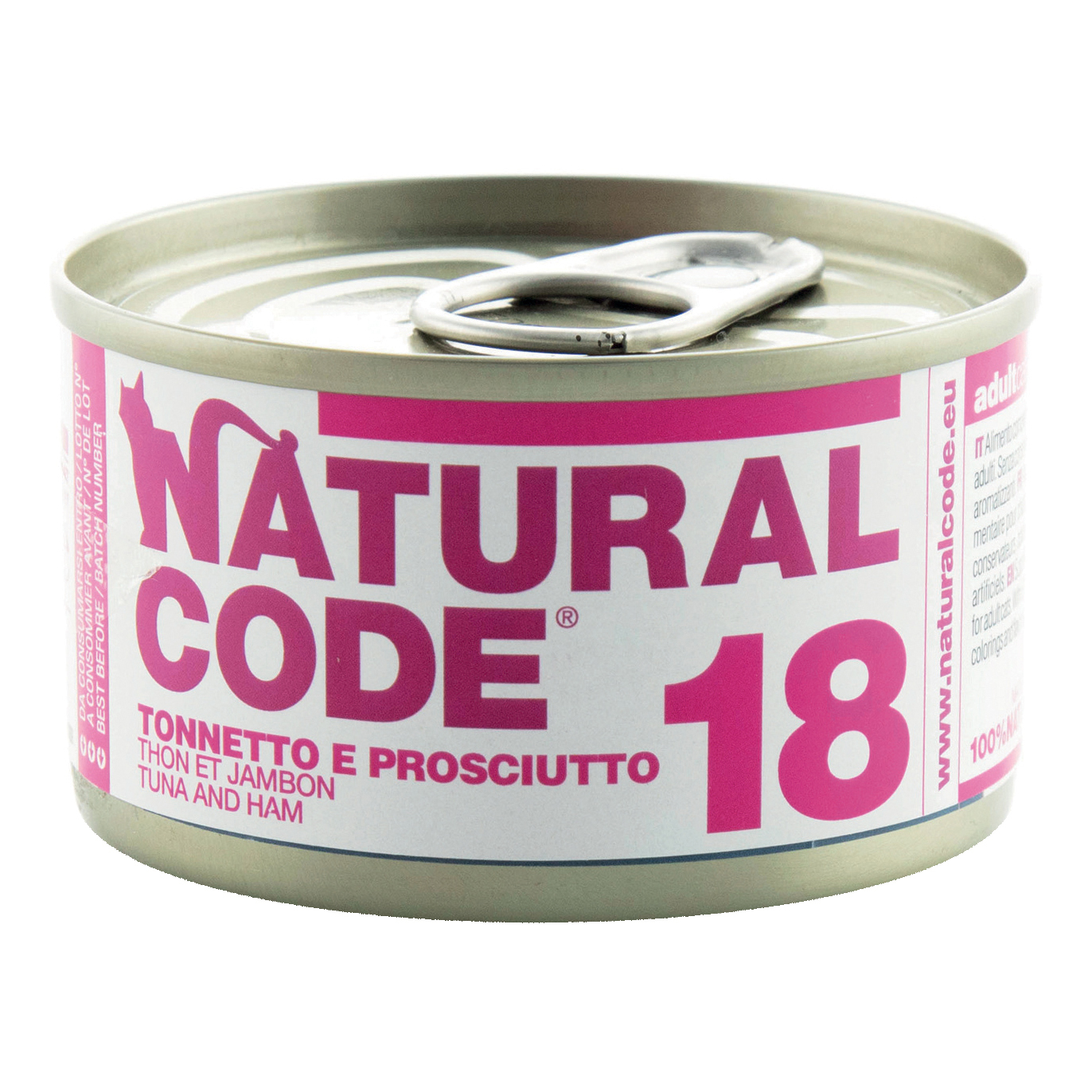 Natural Code Gatto Lattina (18) Adulto Tonnetto & Prosciutto 85 Gr Temporaneamente Mancante Dall'Azienda Produttrice