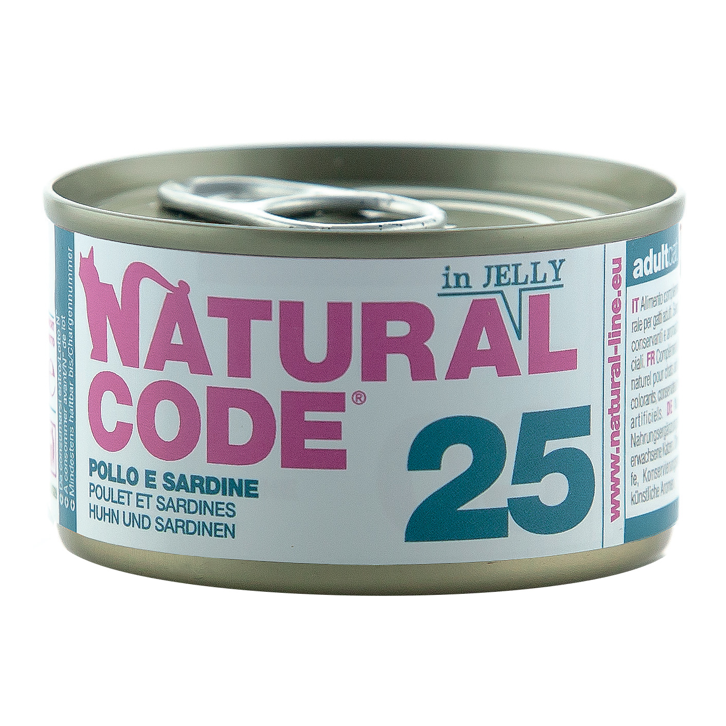 Natural Code Gatto Lattina (25) Adulto Pollo &amp; Sardine 85 Gr