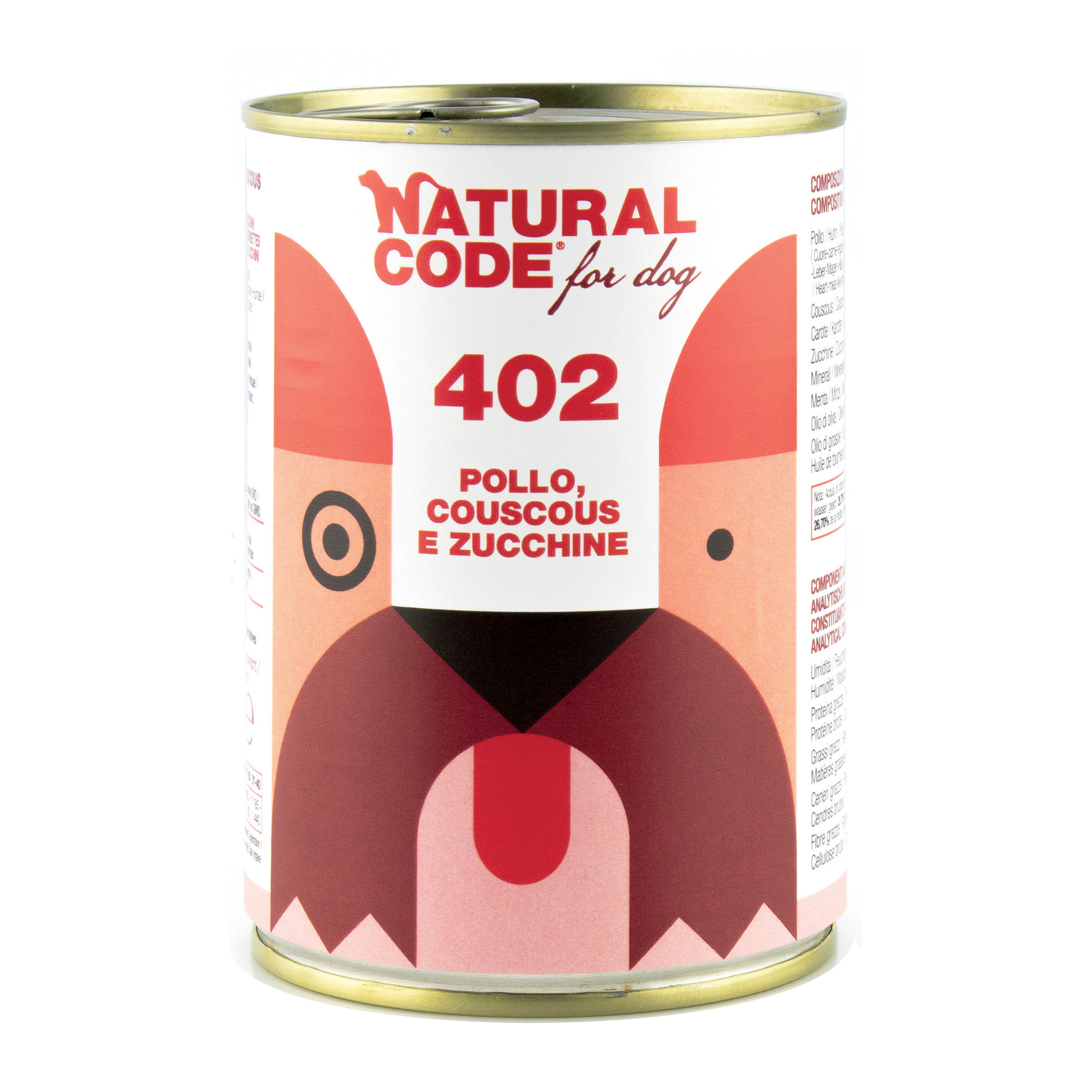Natural code 402 for dog pollo couscous e zucchini