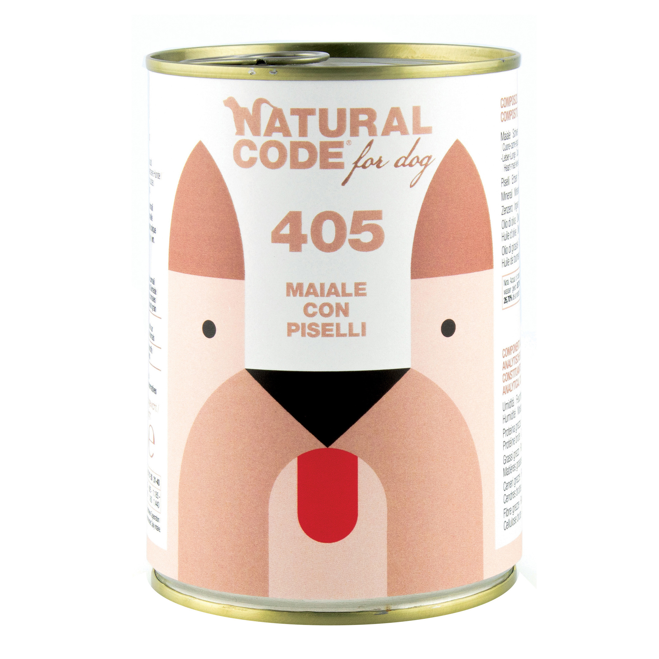 Natural code 405 for dog maiale con piselli