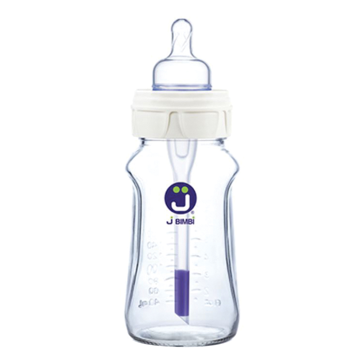 J BIMBI B FREE SUPER GLASS 260 ML BIBERON IN VETRO CON CANULA ANTICOLICHE E TETTARELLA IN SILICONE