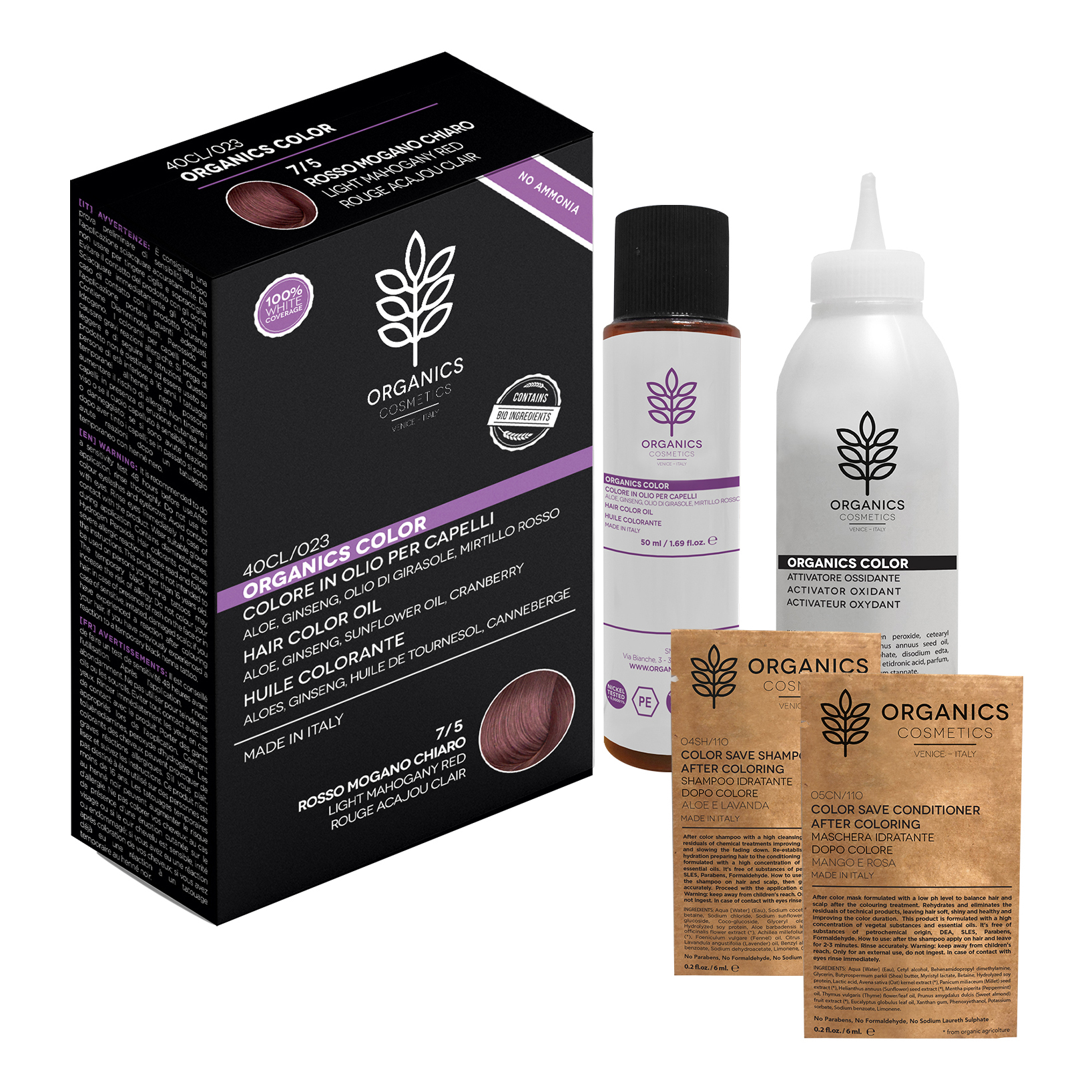 Organics pharm organic color 7/5 rosso mogano chiaro