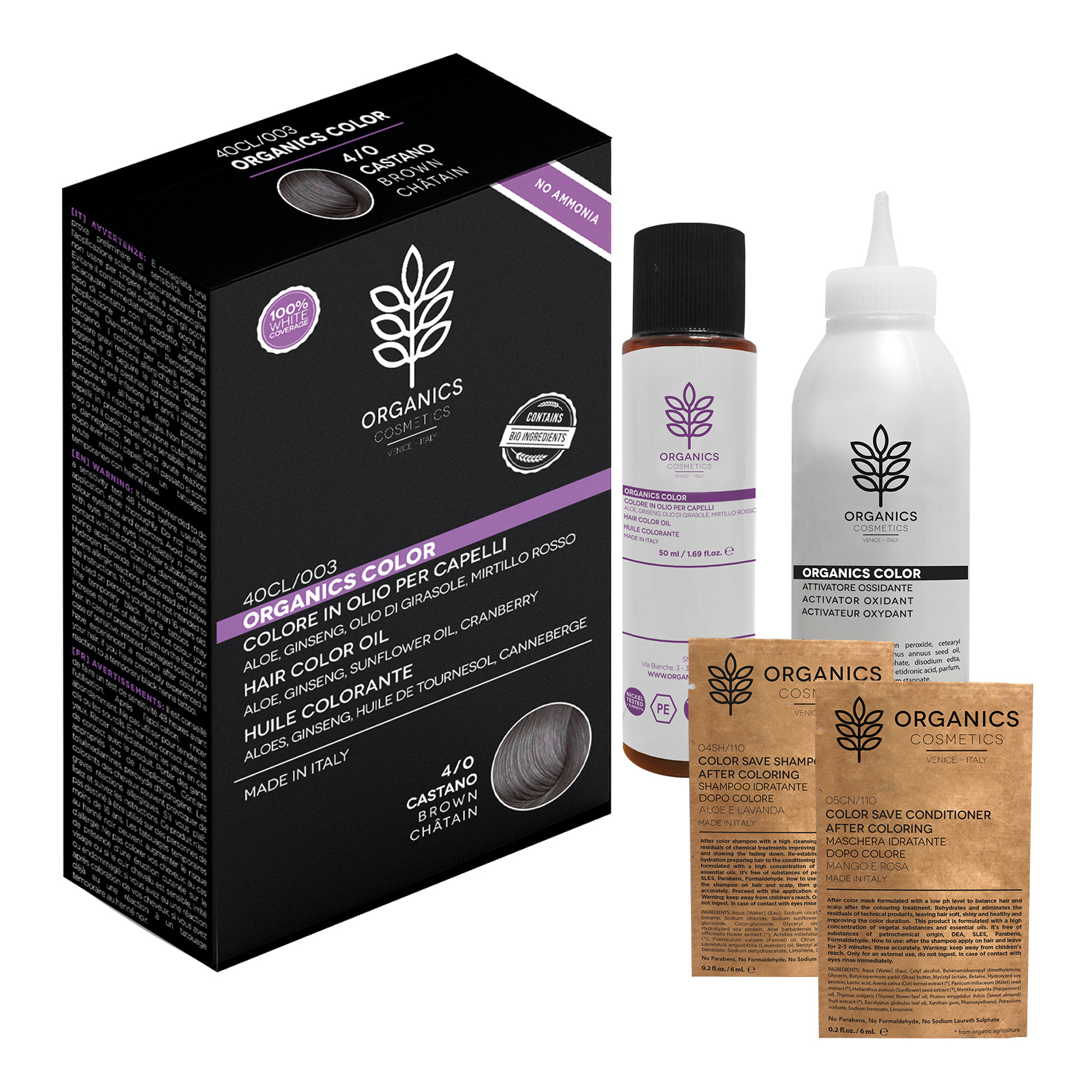 Colore in Olio Per Capelli 4/0 Castano Organics Pharm-image