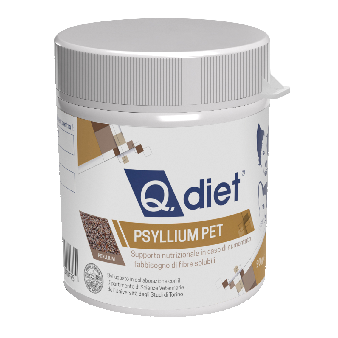 Q Diet Psyllium Pet Polvere 90 G