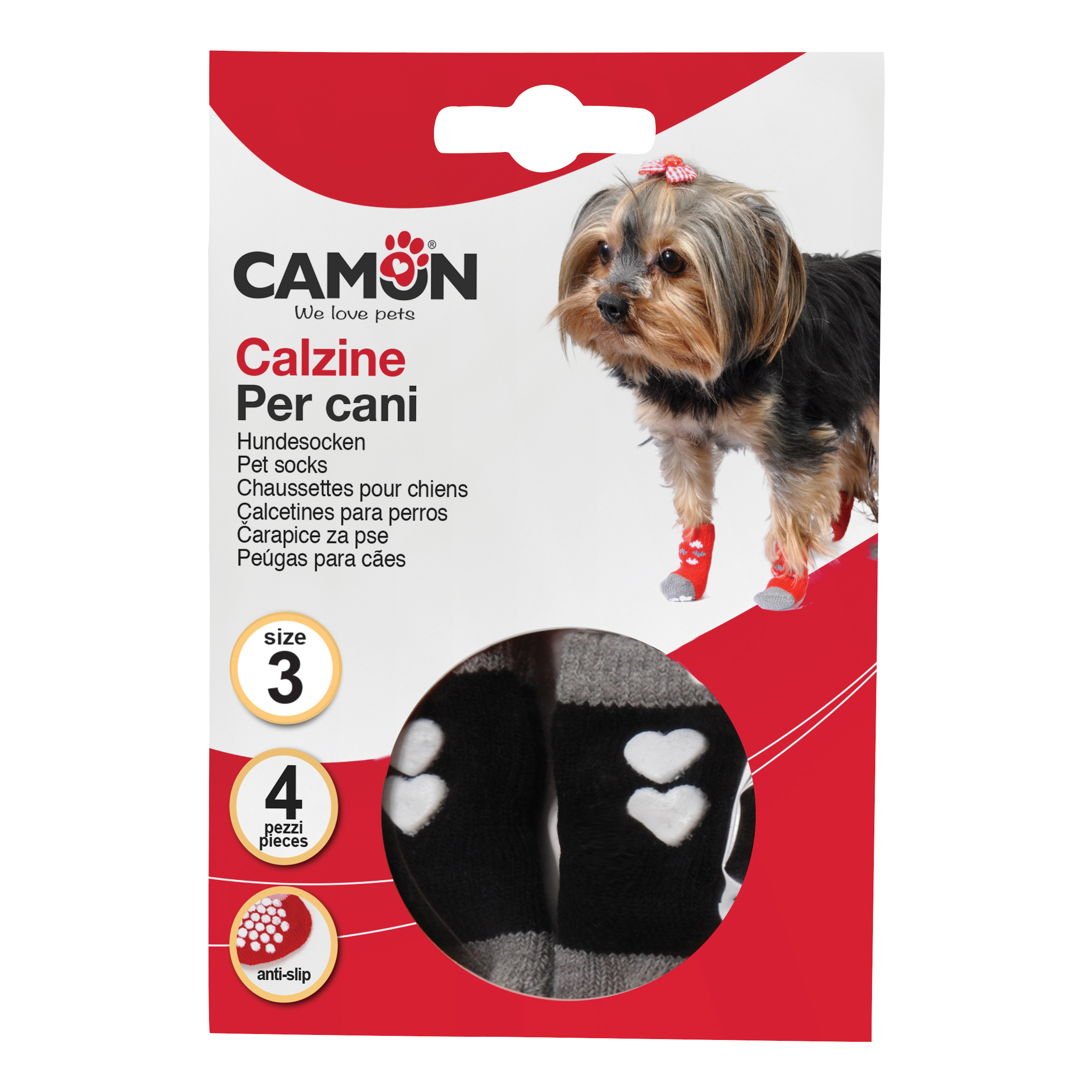 Calza pet nera con cuori m 2