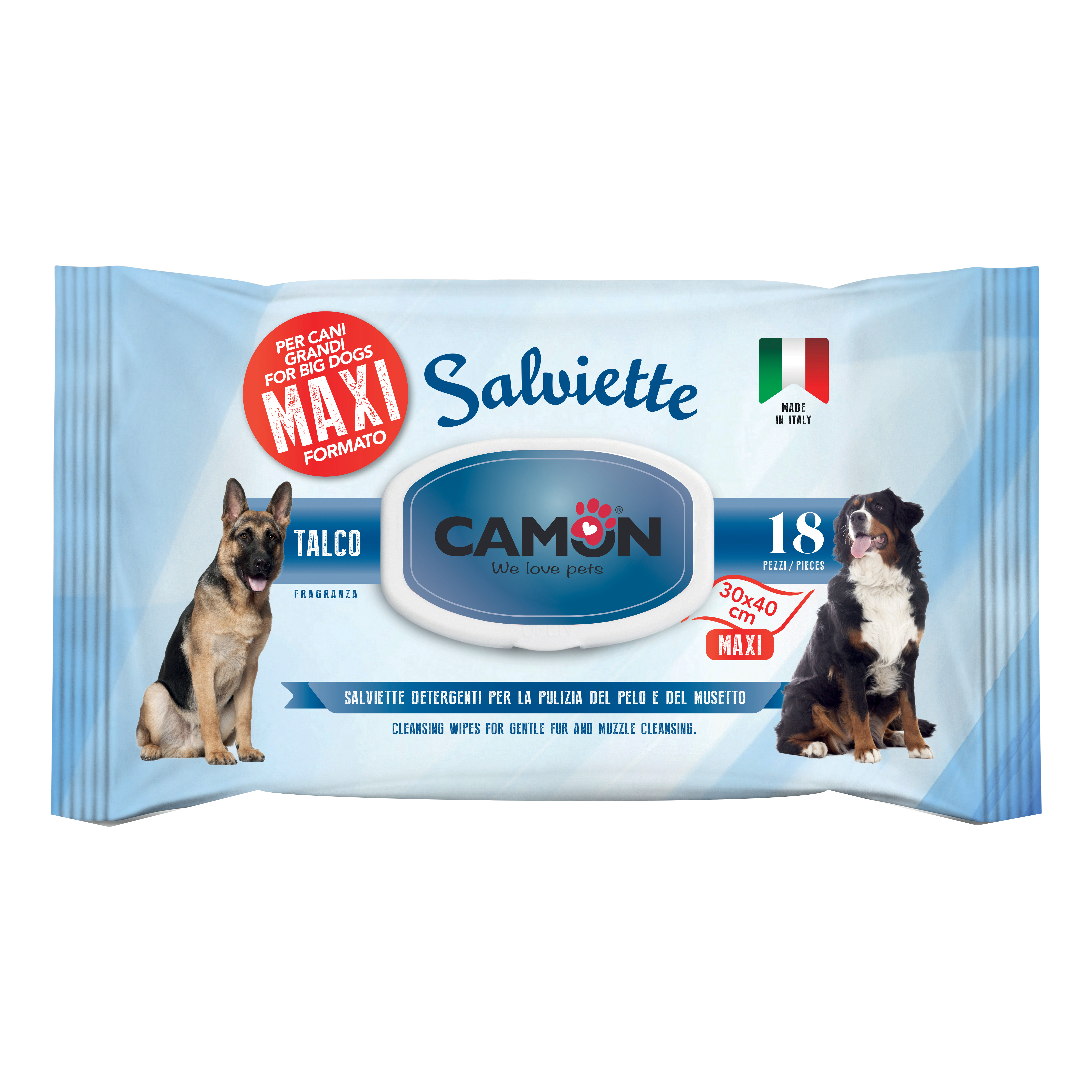 Salviette maxi al talco 18 pezzi