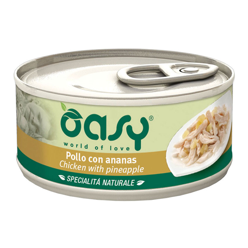 Oasy Gatto Specialita' Naturali In Lattina Adulto Pollo &amp; Ananas 70 Gr