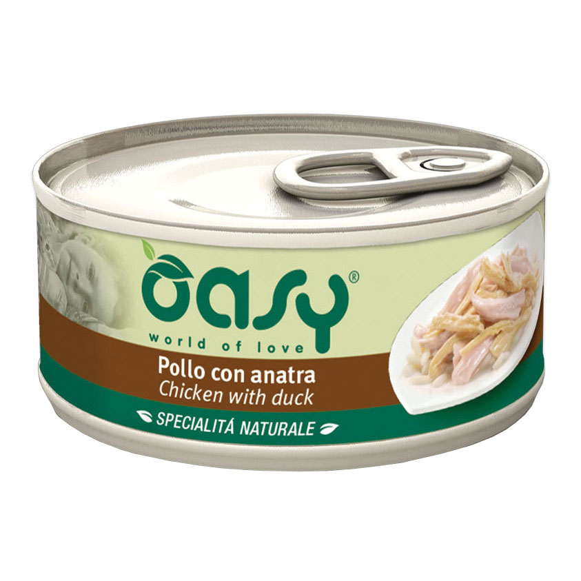 Oasy Gatto Specialita' Naturali In Lattina Adulto Pollo &amp; Anatra 70 Gr