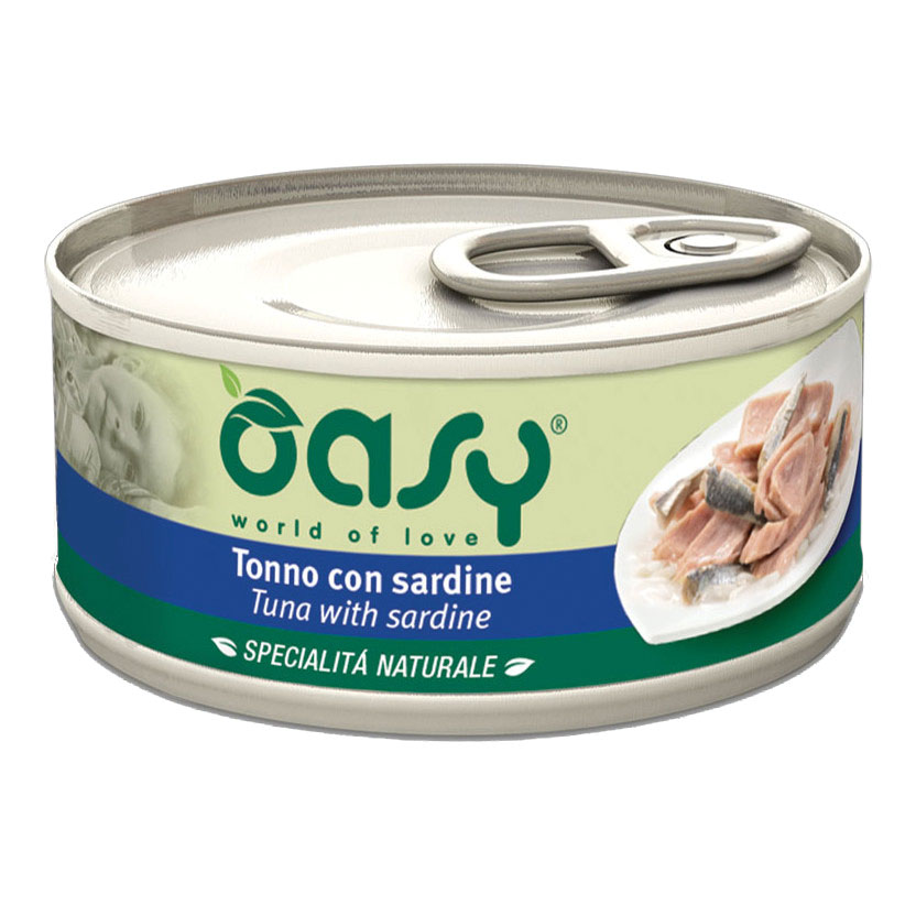Oasy Gatto Specialita' Naturali In Lattina Adulto Tonno &amp; Sardine 70 Gr