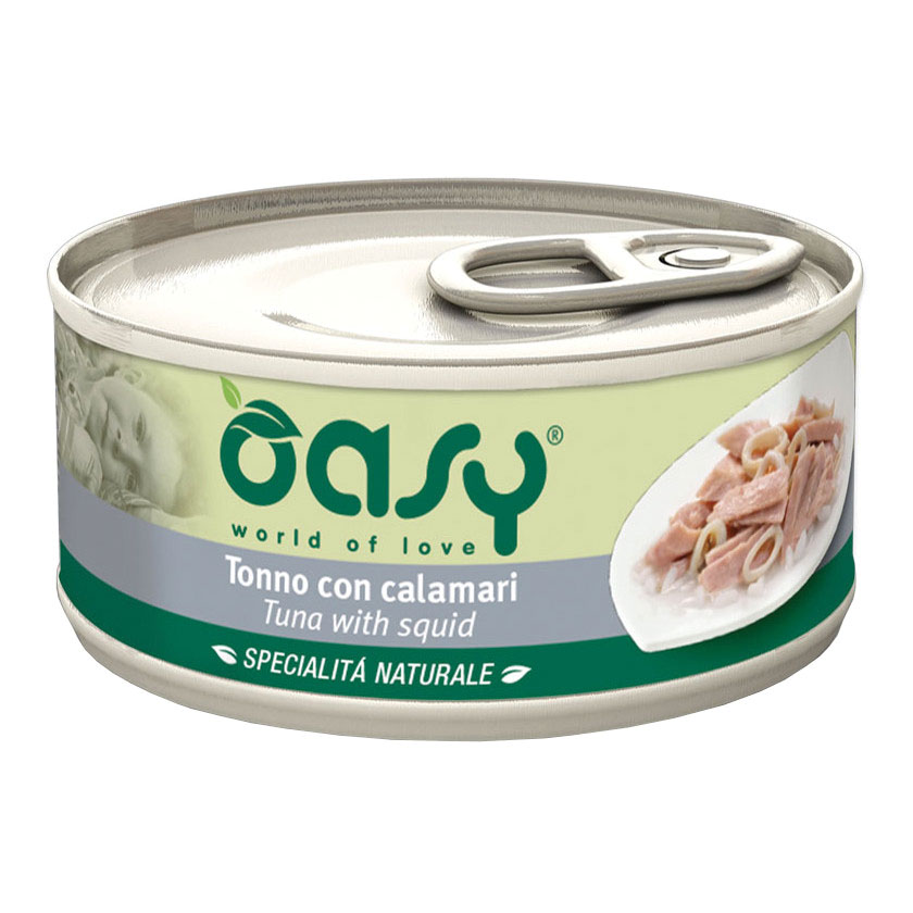 Oasy Gatto Specialita' Naturali In Lattina Adulto Tonno &amp; Calamari 70 Gr