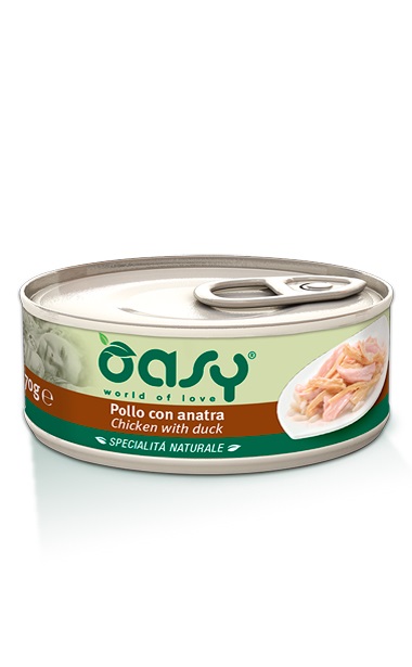 Oasy Gatto Specialita' Naturali In Lattina Adulto Pollo &amp; Anatra 150 Gr