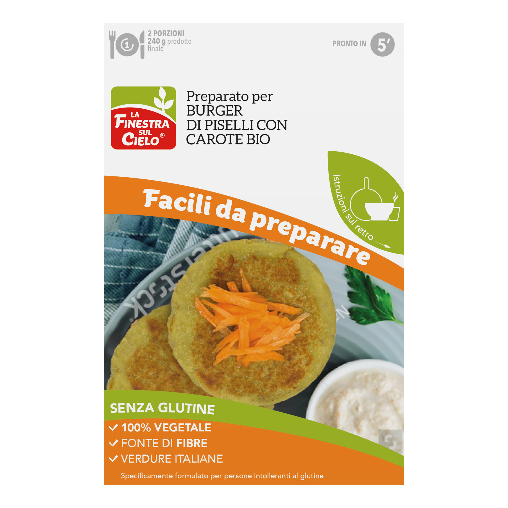 Preparato per burger di piselli e carote 86 g