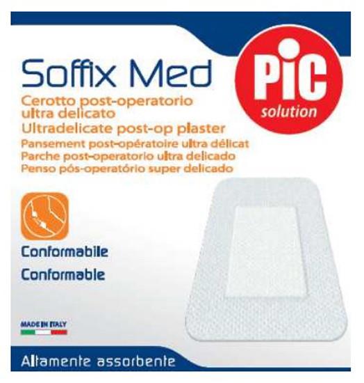 Cerotto in tnt adesivo 10x8 cm con compressa assorbente 4,5x5,5 cm pic soffix med 5 pezzi