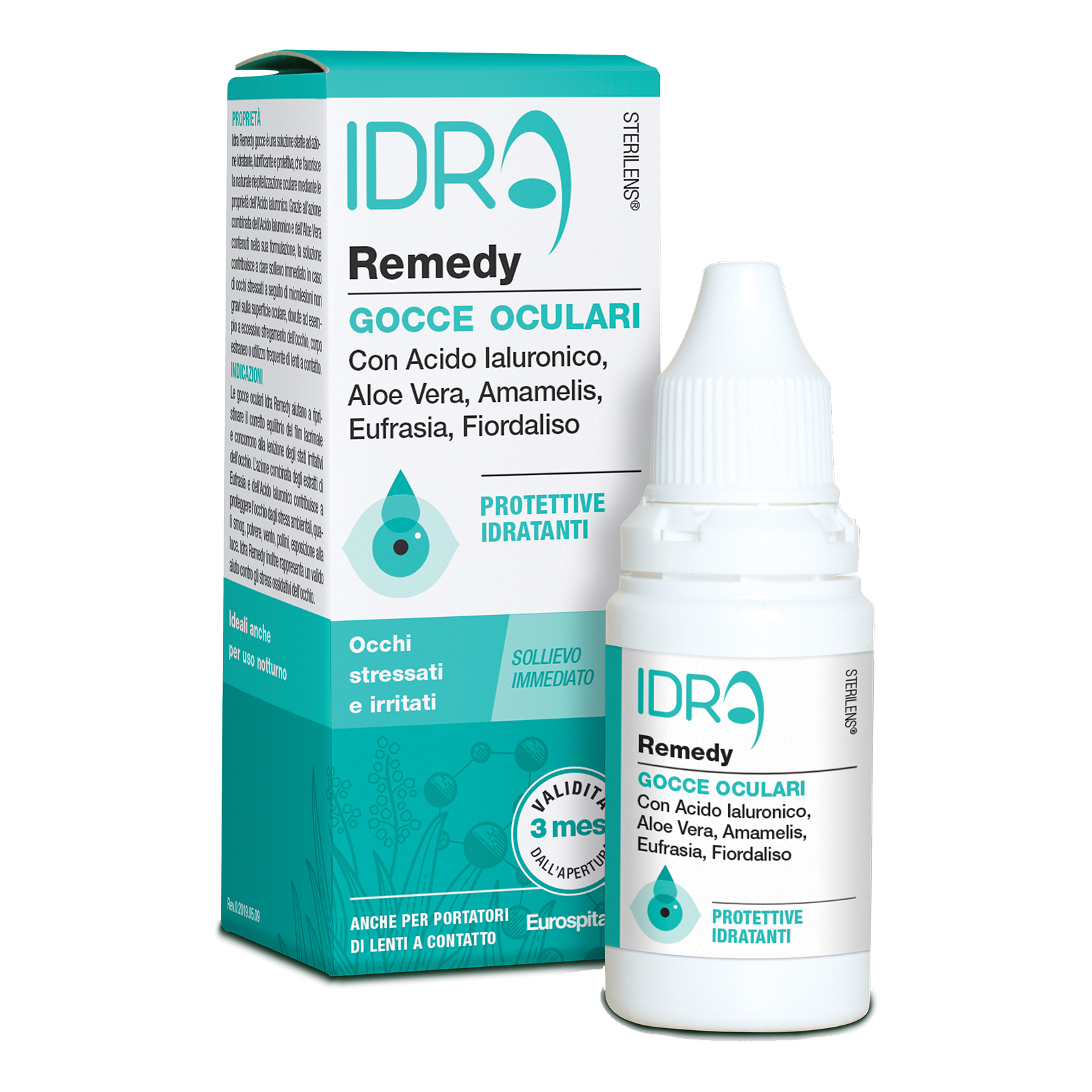 Gocce oculari protettive idratanti sterilens idra remedy con acido ialuronico e aloe vera 10 ml