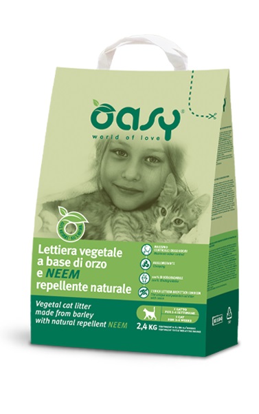 Oasy Gatto Lettiera Orzo &amp; Neem 6L 2,4 Kg